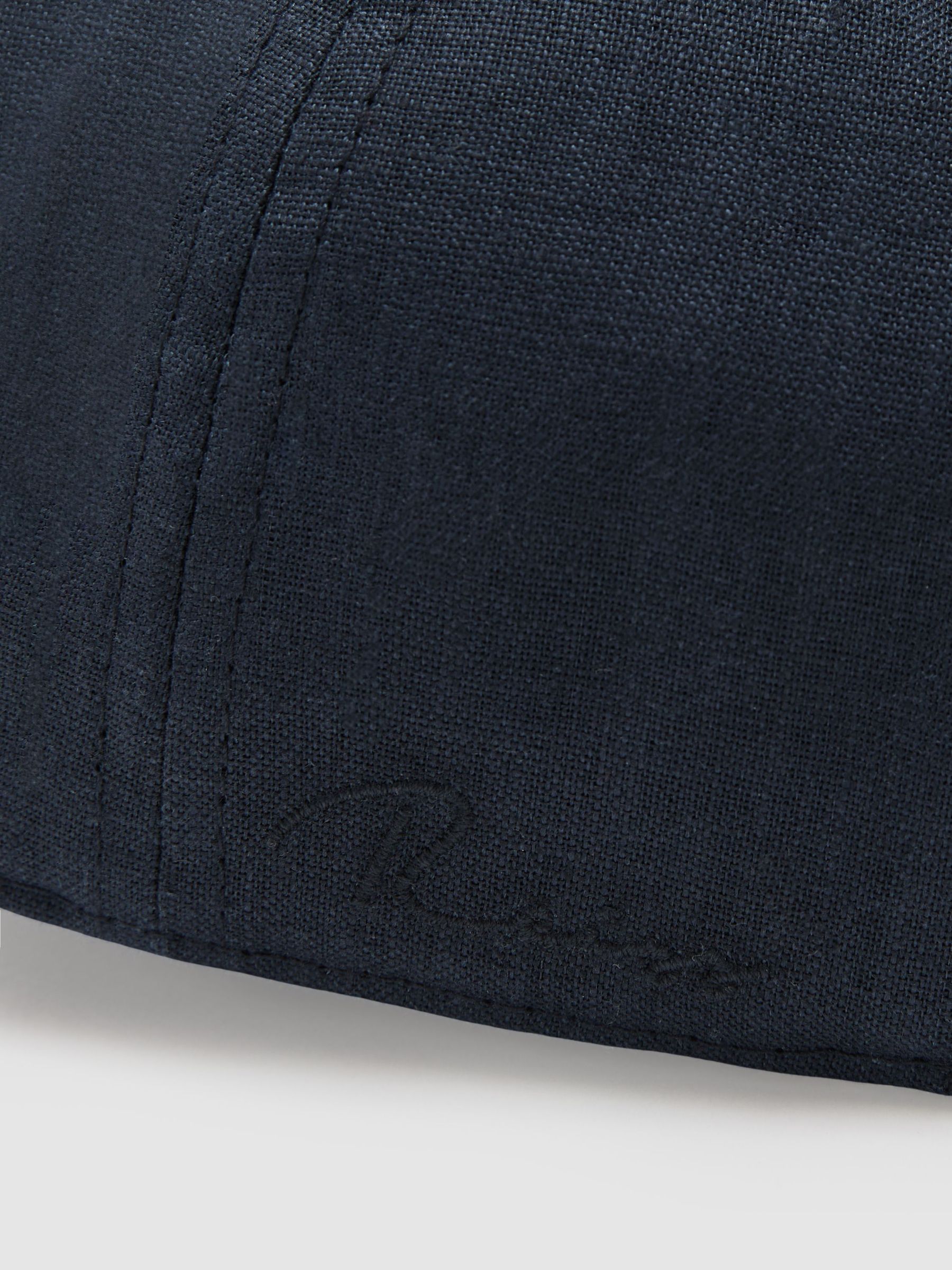 Linen Baseball Cap in Navy - Image 5 of 5