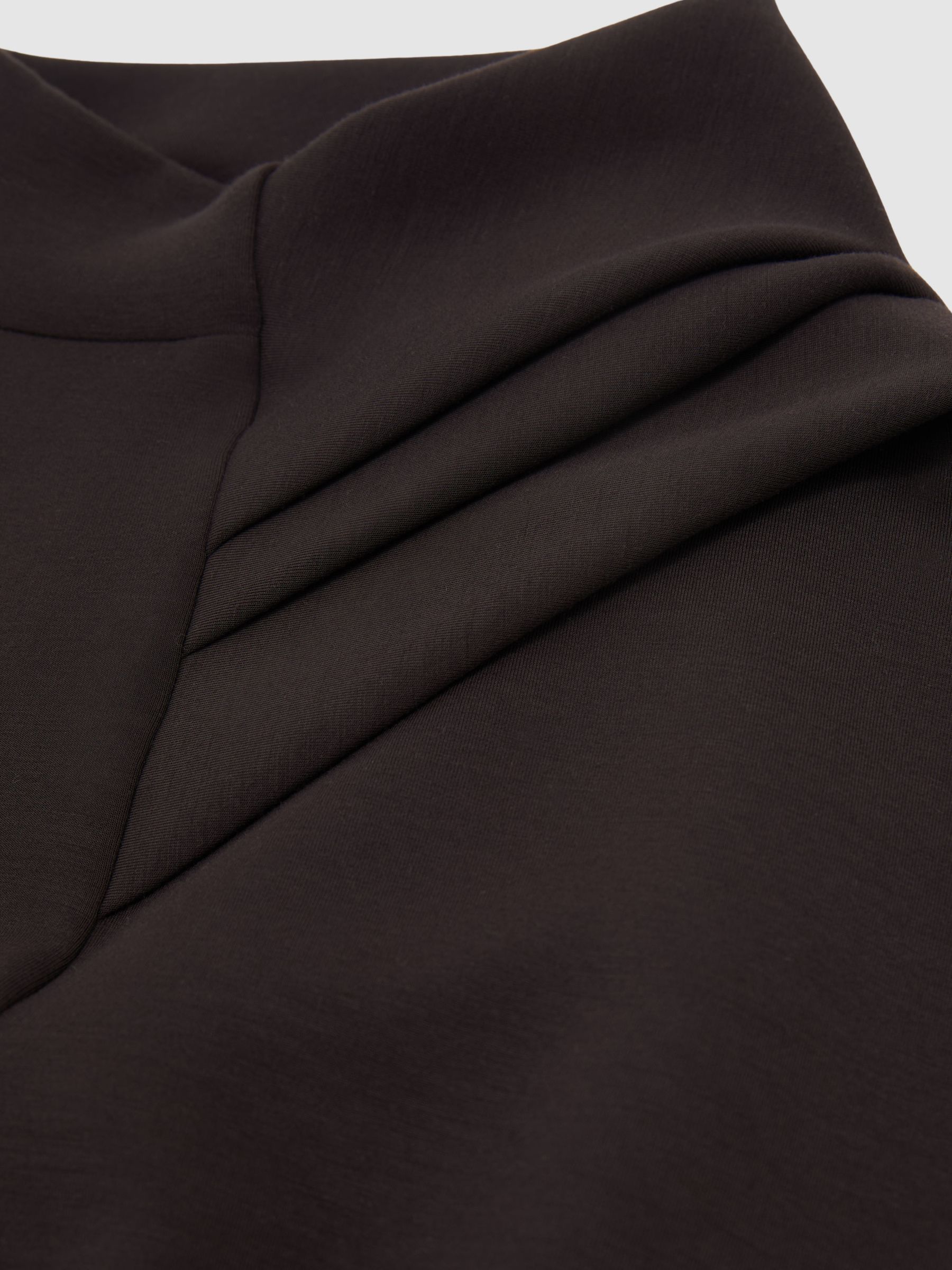 Premium Interlock Drape-Neck Sweatshirt in Dark Chocolate Brown - Image 7 of 7