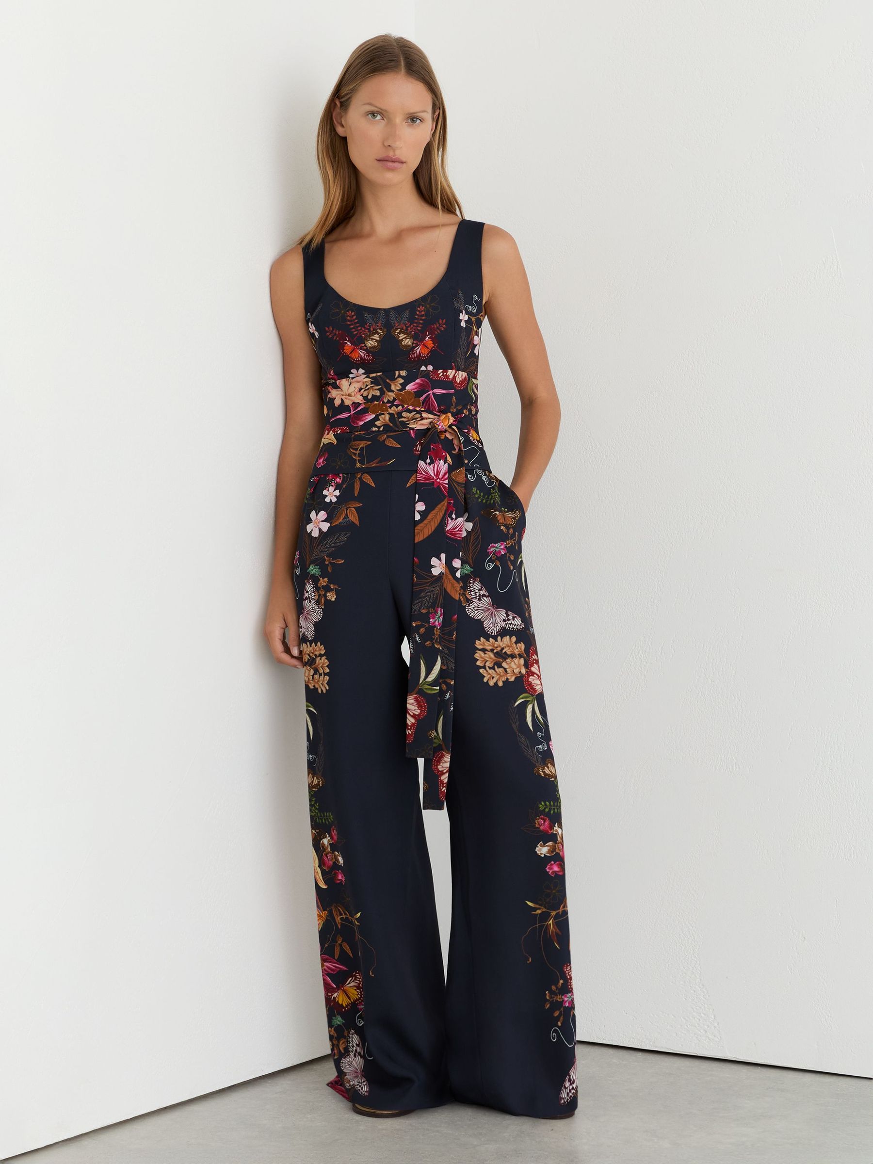 Reiss | NYBG Printed Wide-Leg Jumpsuit in Navy - Image 4 of 7