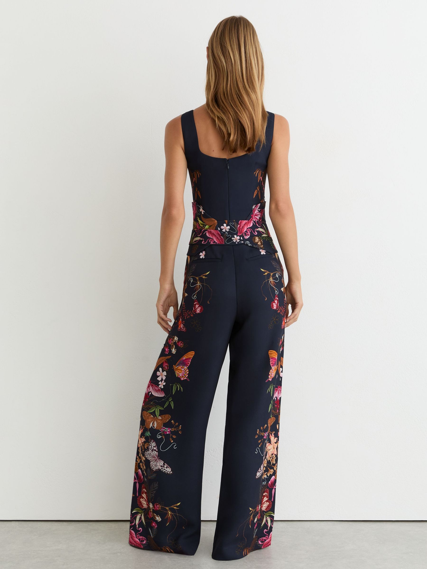 Reiss | NYBG Printed Wide-Leg Jumpsuit in Navy - Image 5 of 7