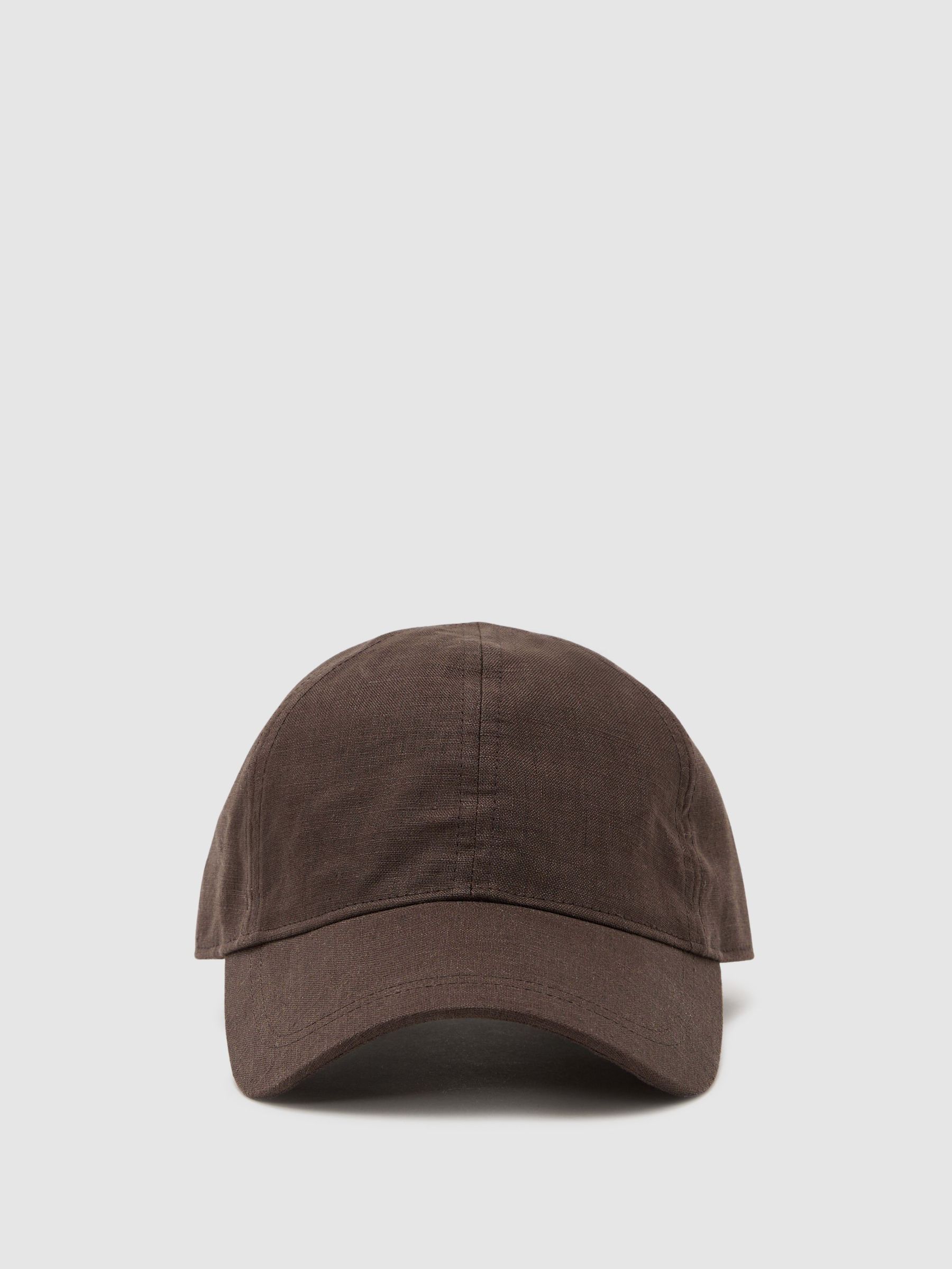 Linen Baseball Cap in Chocolate Brown - image 1