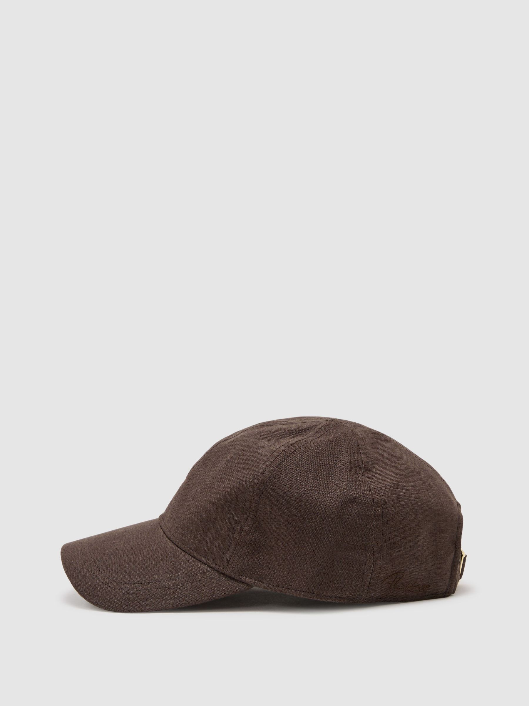 Linen Baseball Cap in Chocolate Brown - Image 3 of 5