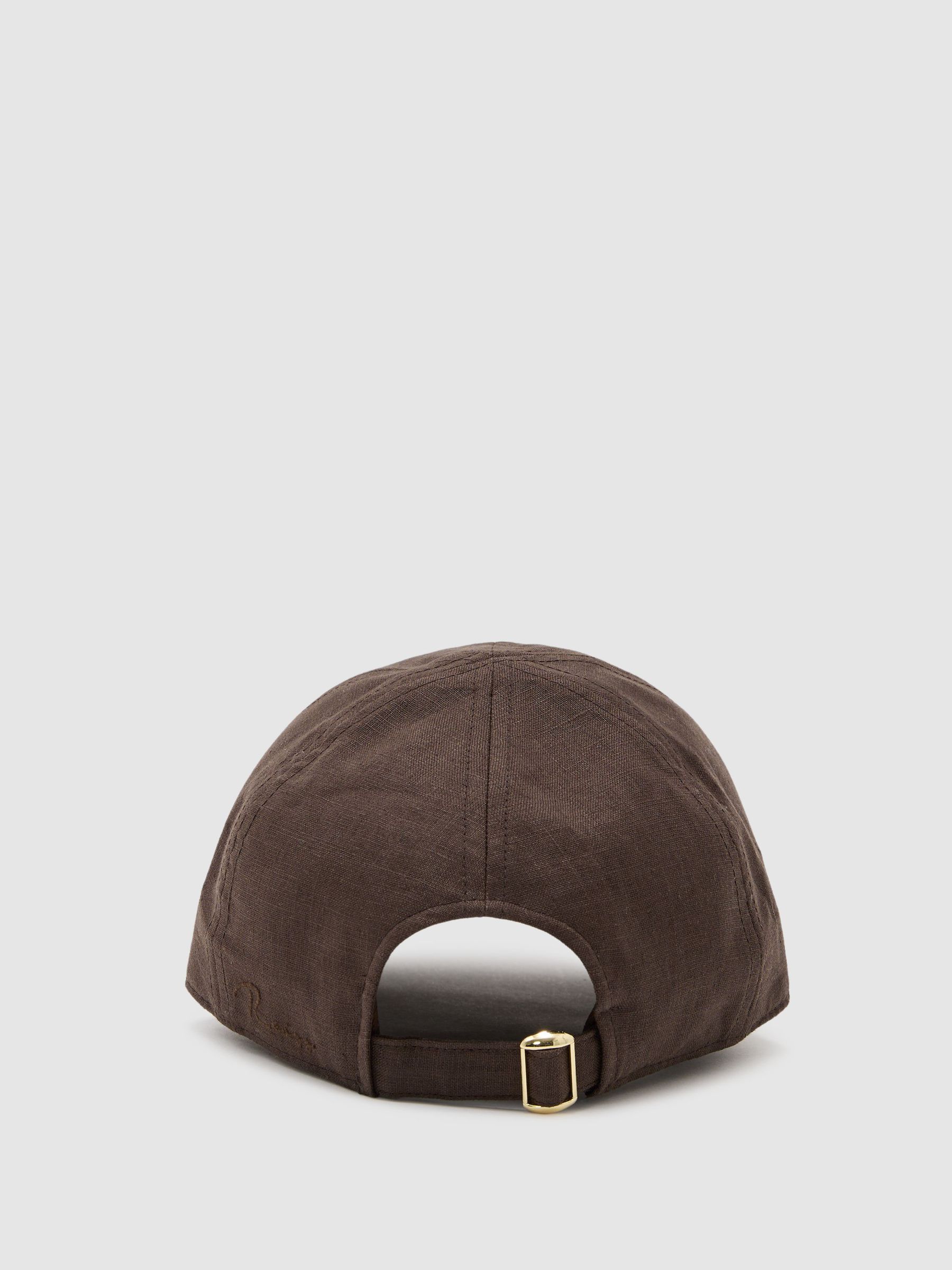 Linen Baseball Cap in Chocolate Brown - Image 4 of 5