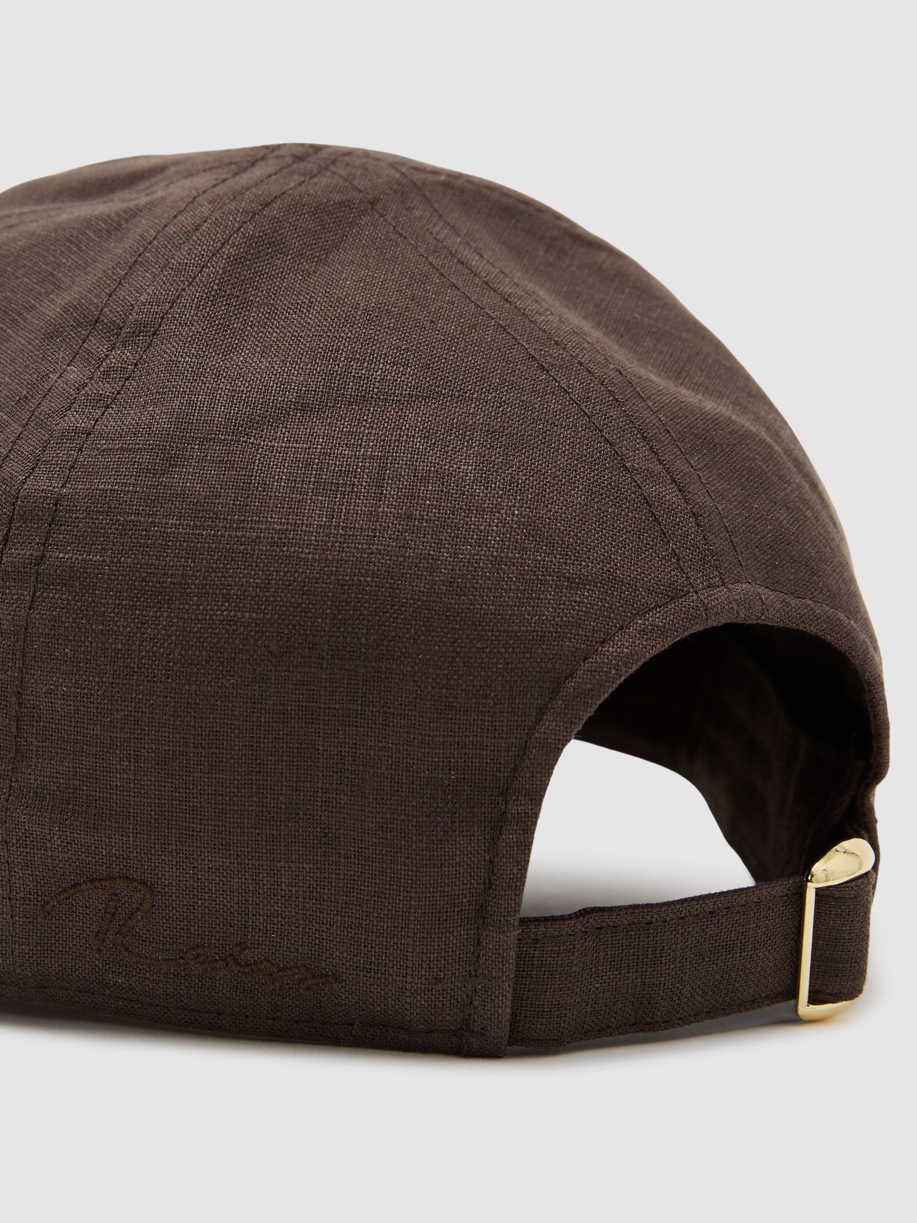 Linen Baseball Cap in Chocolate Brown - Image 5 of 5