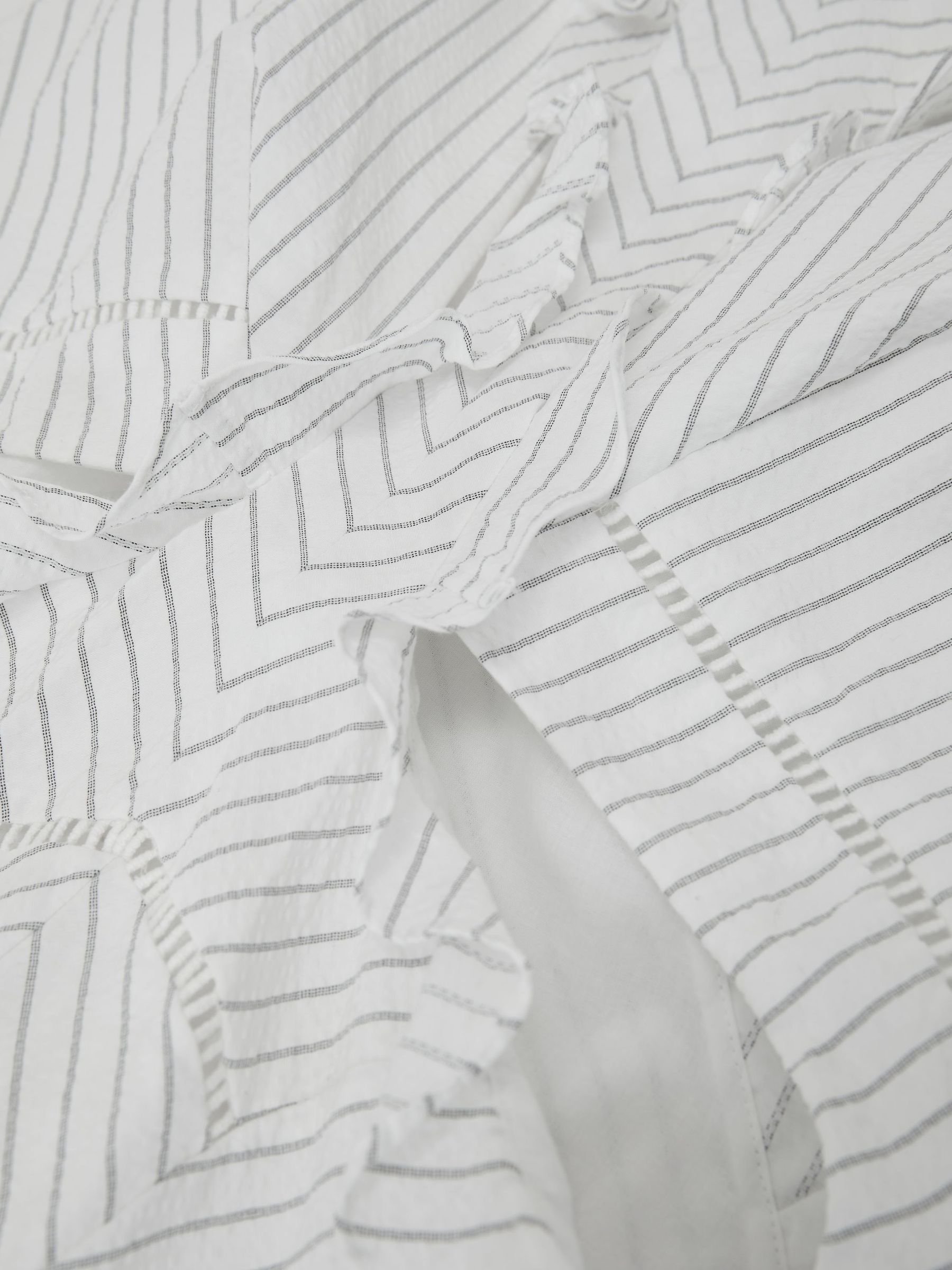 Striped Ruffle-Trim Midi Dress in White - image 3
