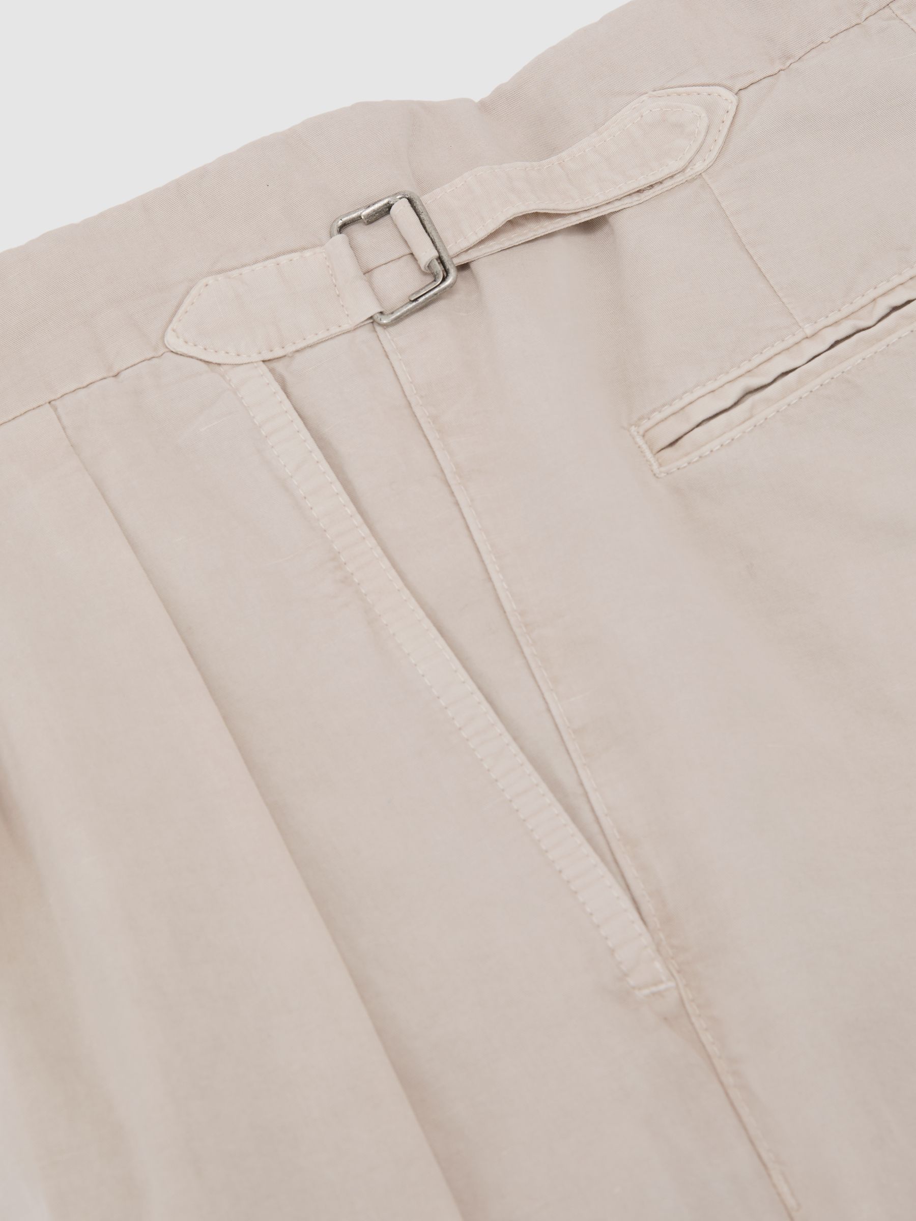 Cotton-Linen Side-Adjuster Tapered Trousers in Stone - Image 6 of 6