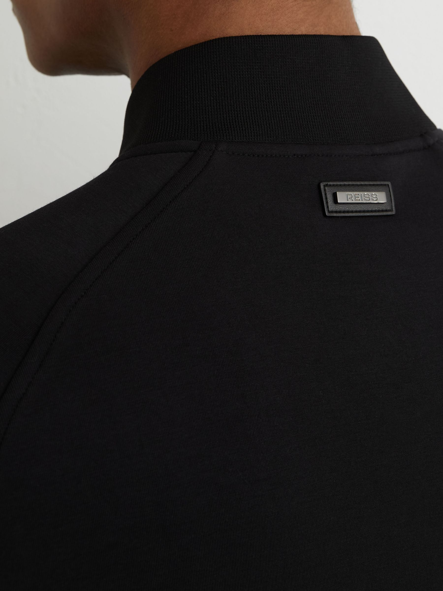 Quilted Hybrid Bomber Jacket in Black - Image 4 of 6