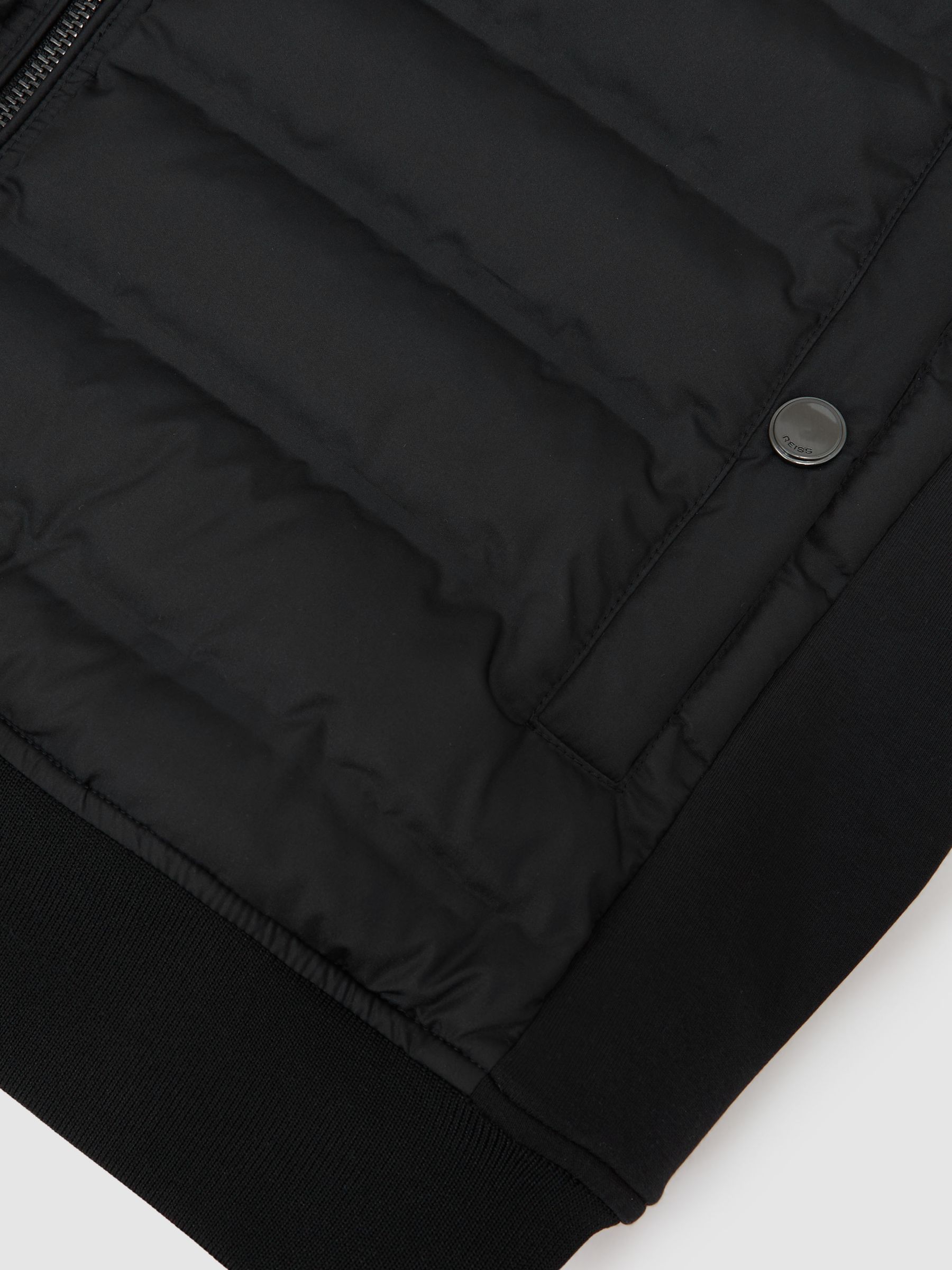 Quilted Hybrid Bomber Jacket in Black - Image 6 of 6