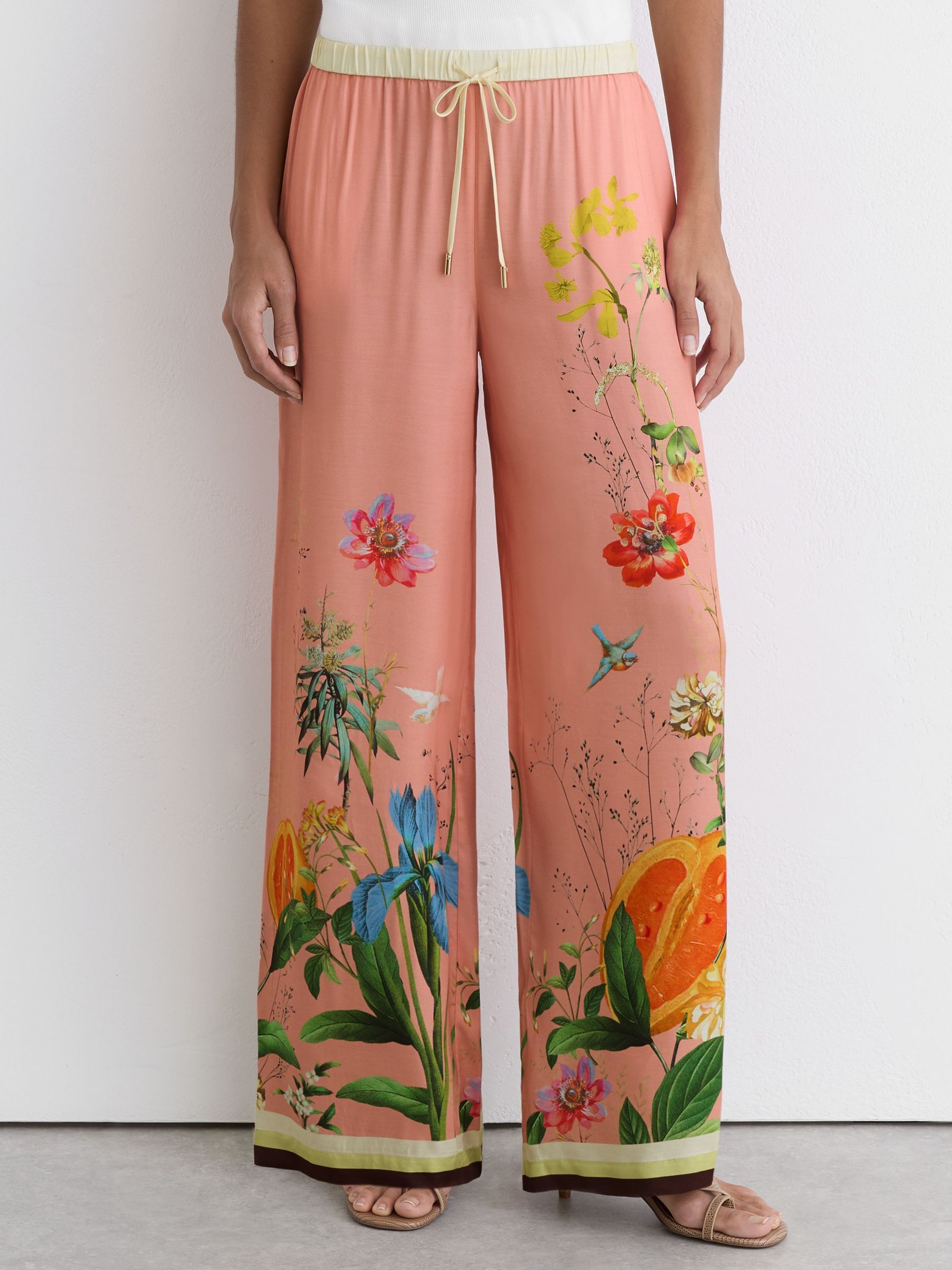 Tropical Scarf-Print Wide-Leg Trousers in Pink - image 5
