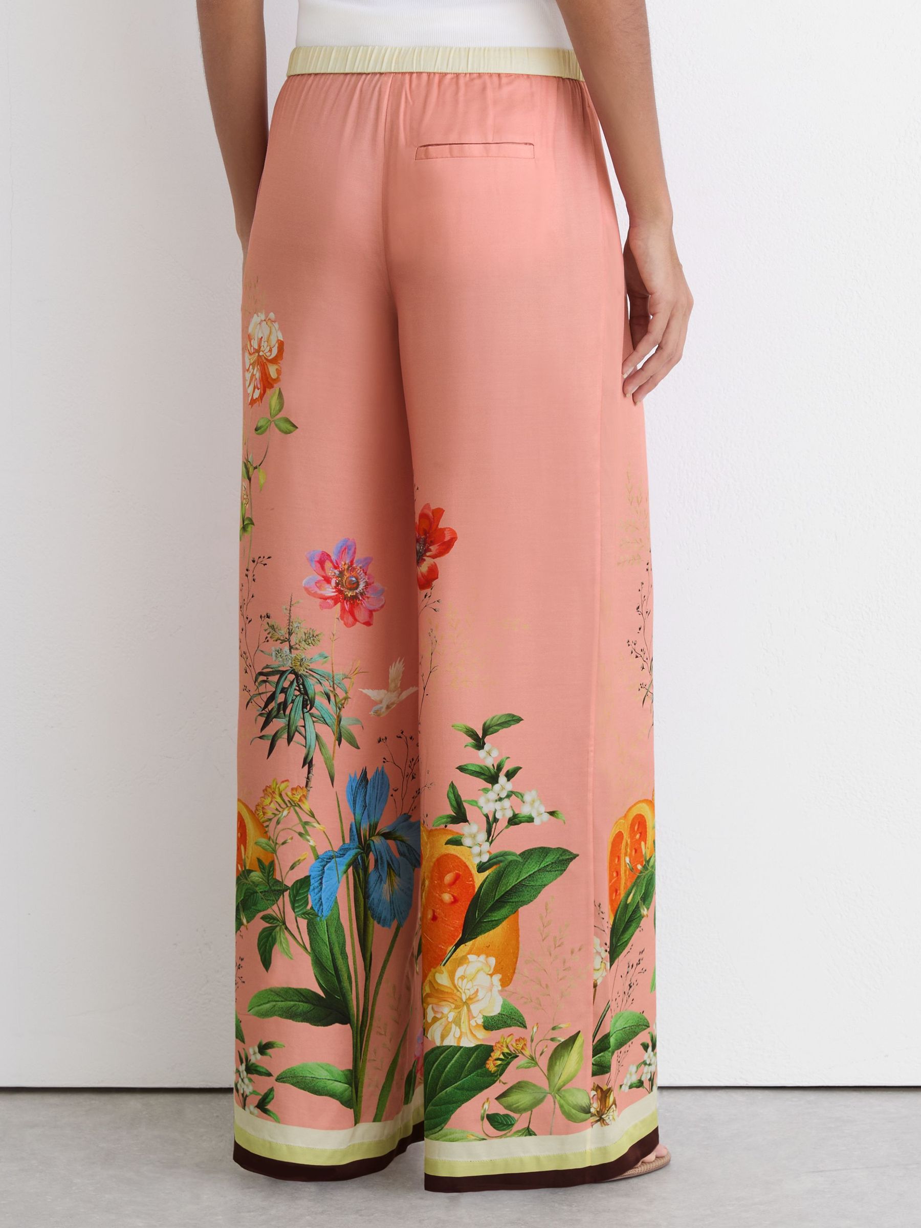 Tropical Scarf-Print Wide-Leg Trousers in Pink - image 4