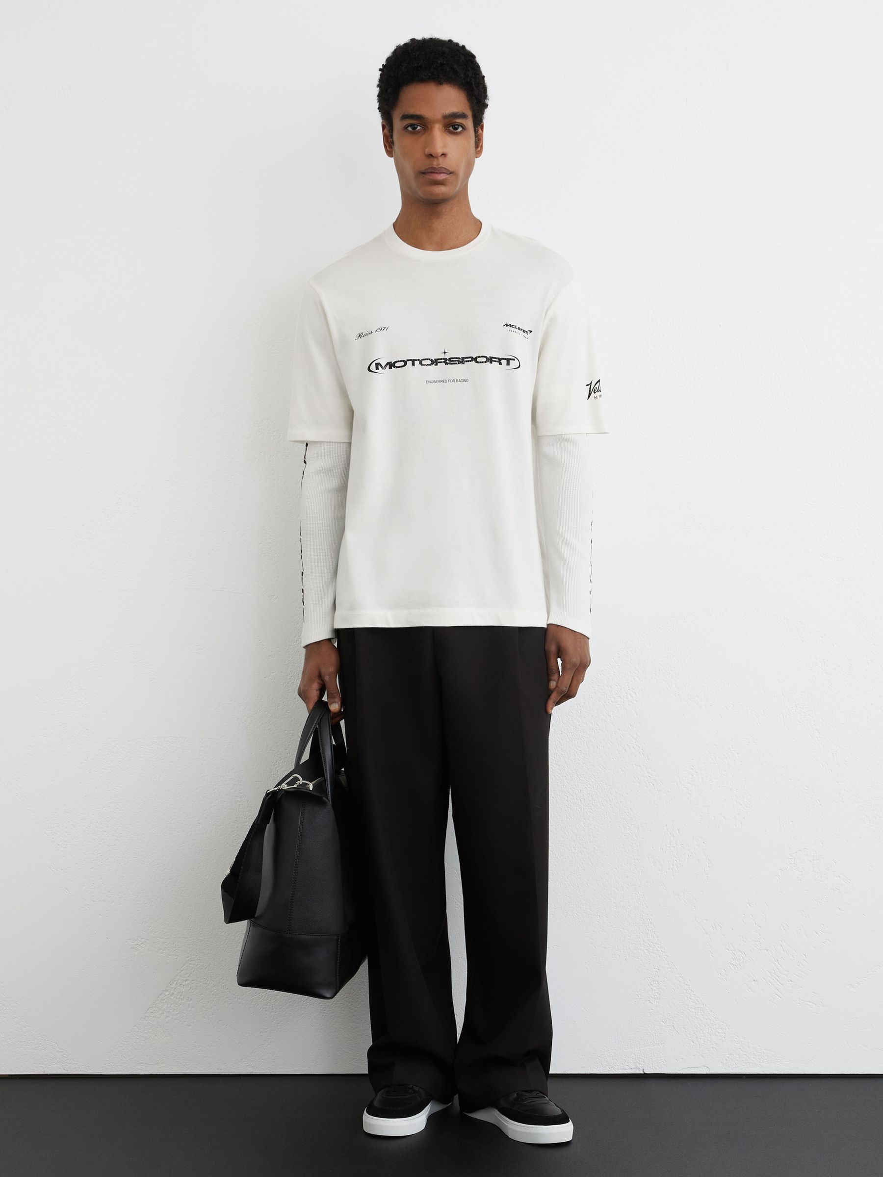 McLaren Racing Double-Layer Relaxed T-Shirt Unisex-Fit in White - Image 3 of 10