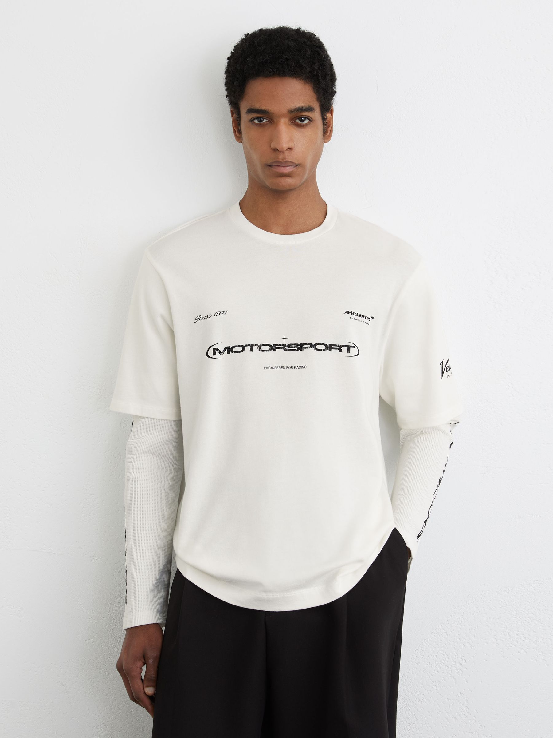 McLaren Racing Double-Layer Relaxed T-Shirt Unisex-Fit in White - Image 5 of 10