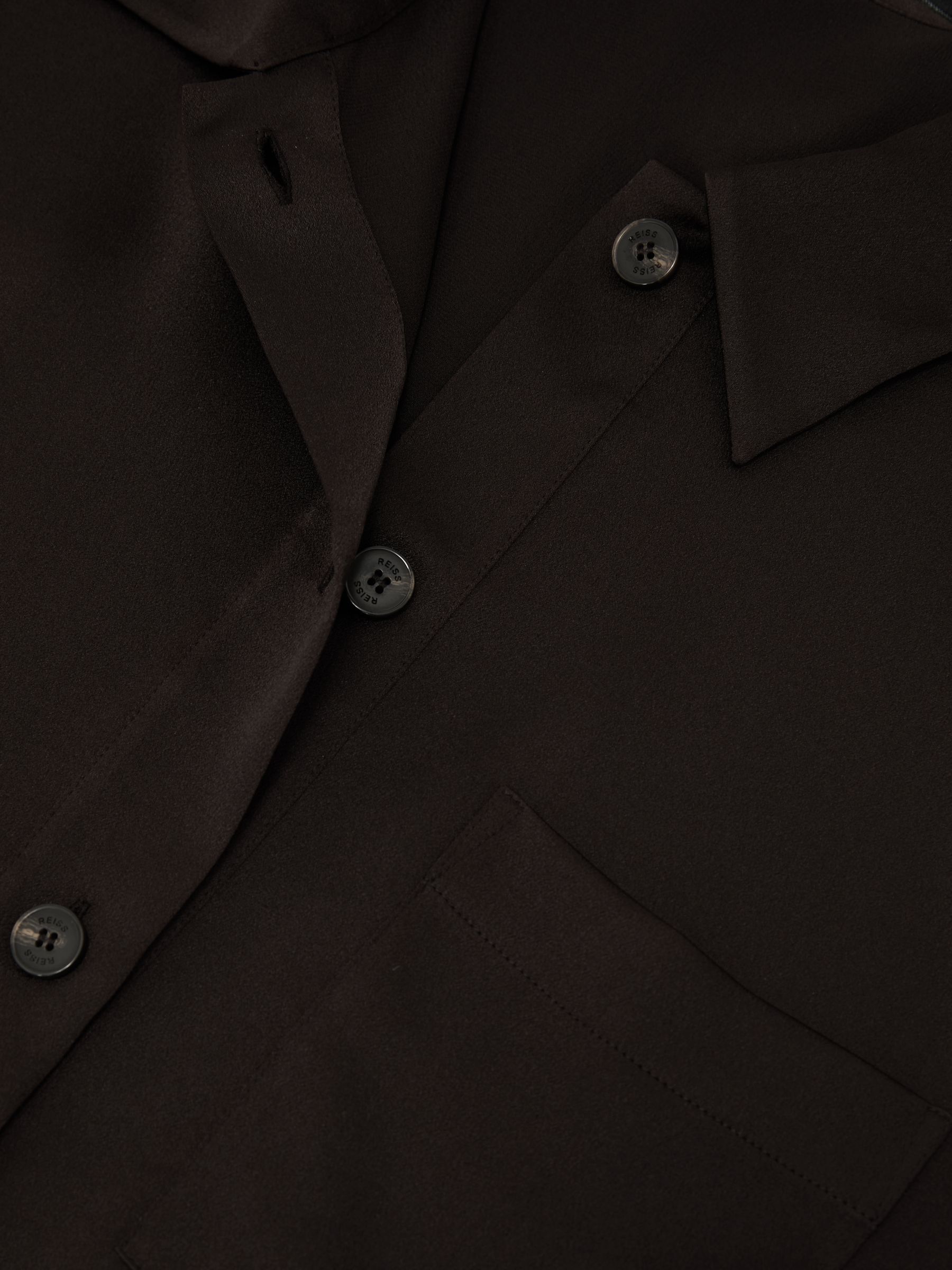Silk Half-Button Short-Sleeve Shirt in Chocolate Brown - Image 7 of 7