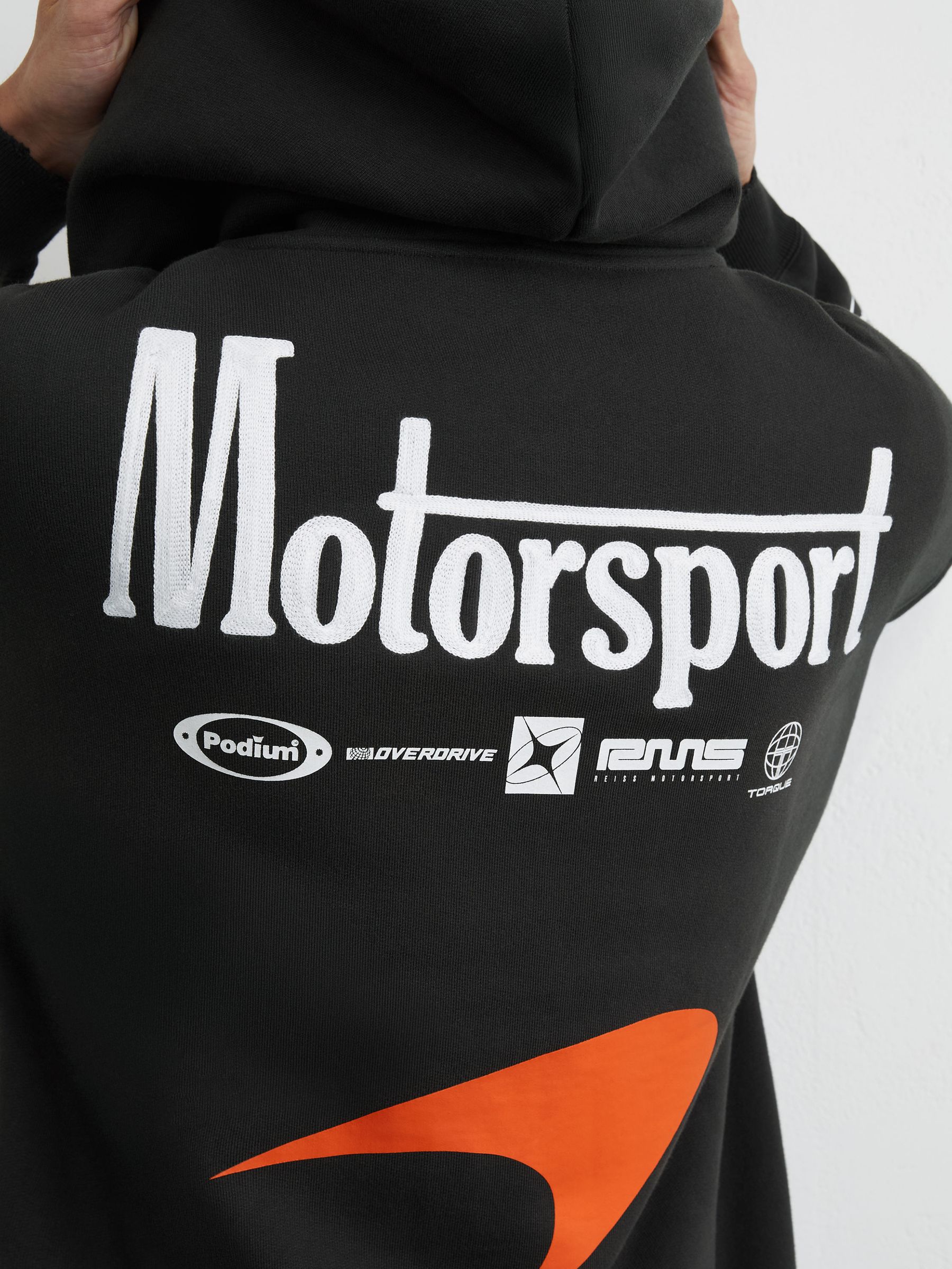 McLaren Racing Zip-Through Hoodie Unisex-Fit in Washed Black - Image 3 of 7