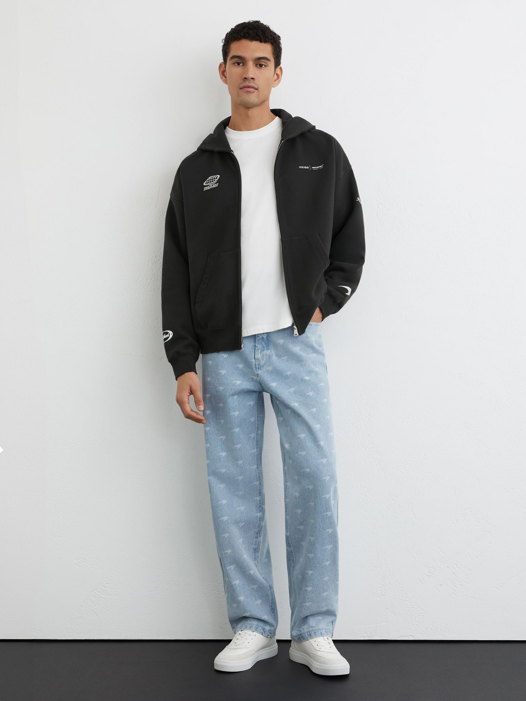 McLaren Racing Zip-Through Hoodie Unisex-Fit in Washed Black - Image 4 of 7