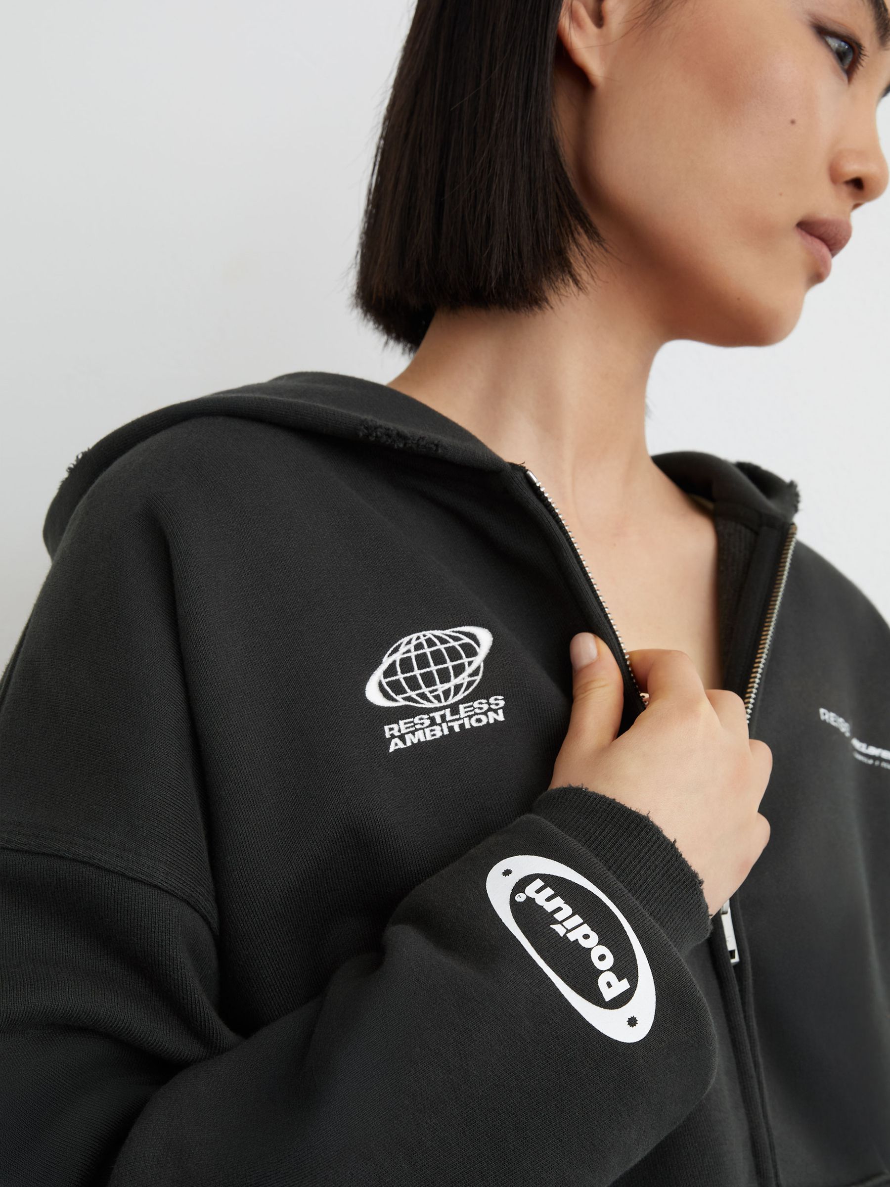 McLaren Racing Zip-Through Hoodie Unisex-Fit in Washed Black - image 4