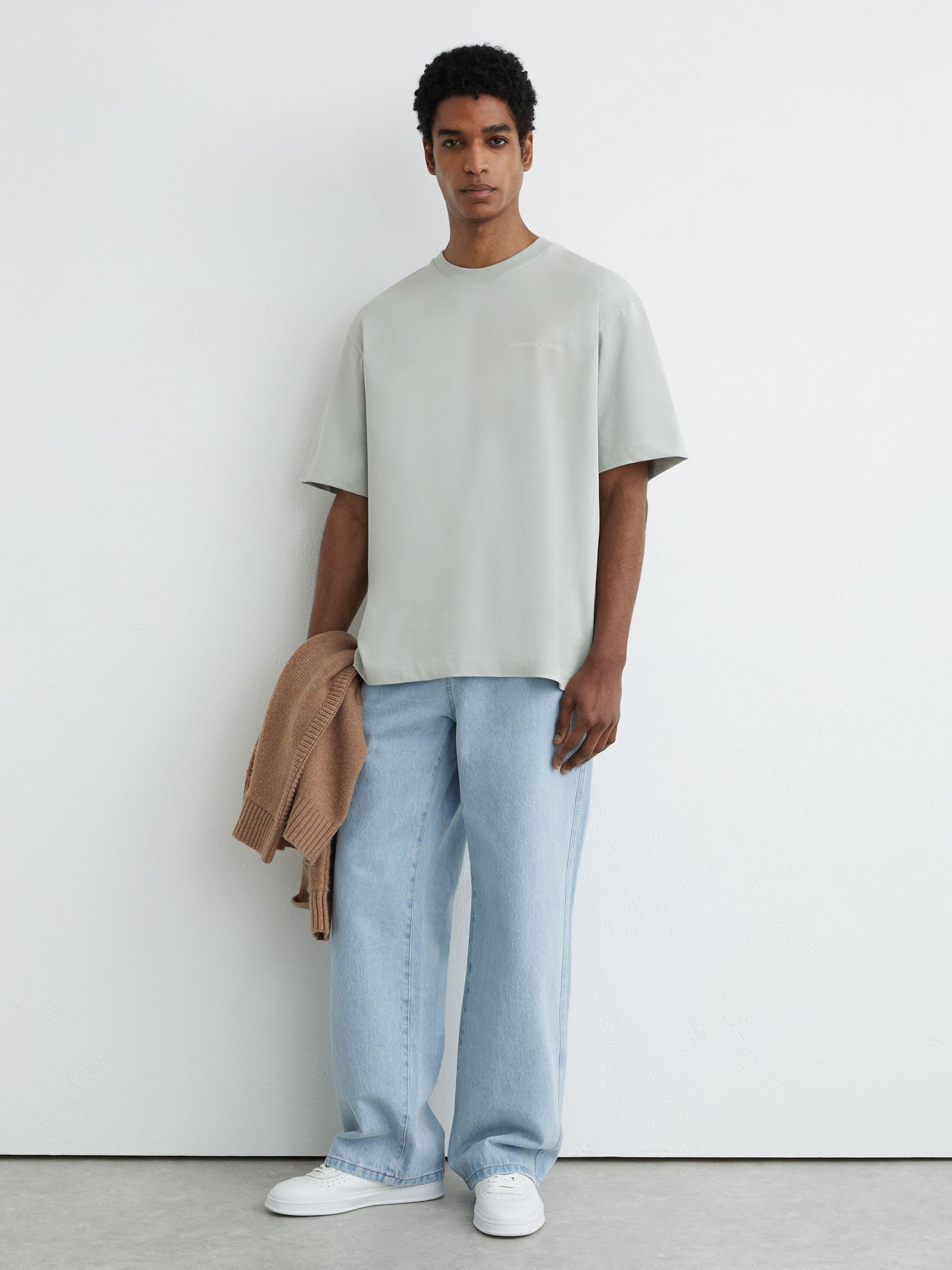 Cotton Logo Short-Sleeve Relaxed T-Shirt in Sage - image 5