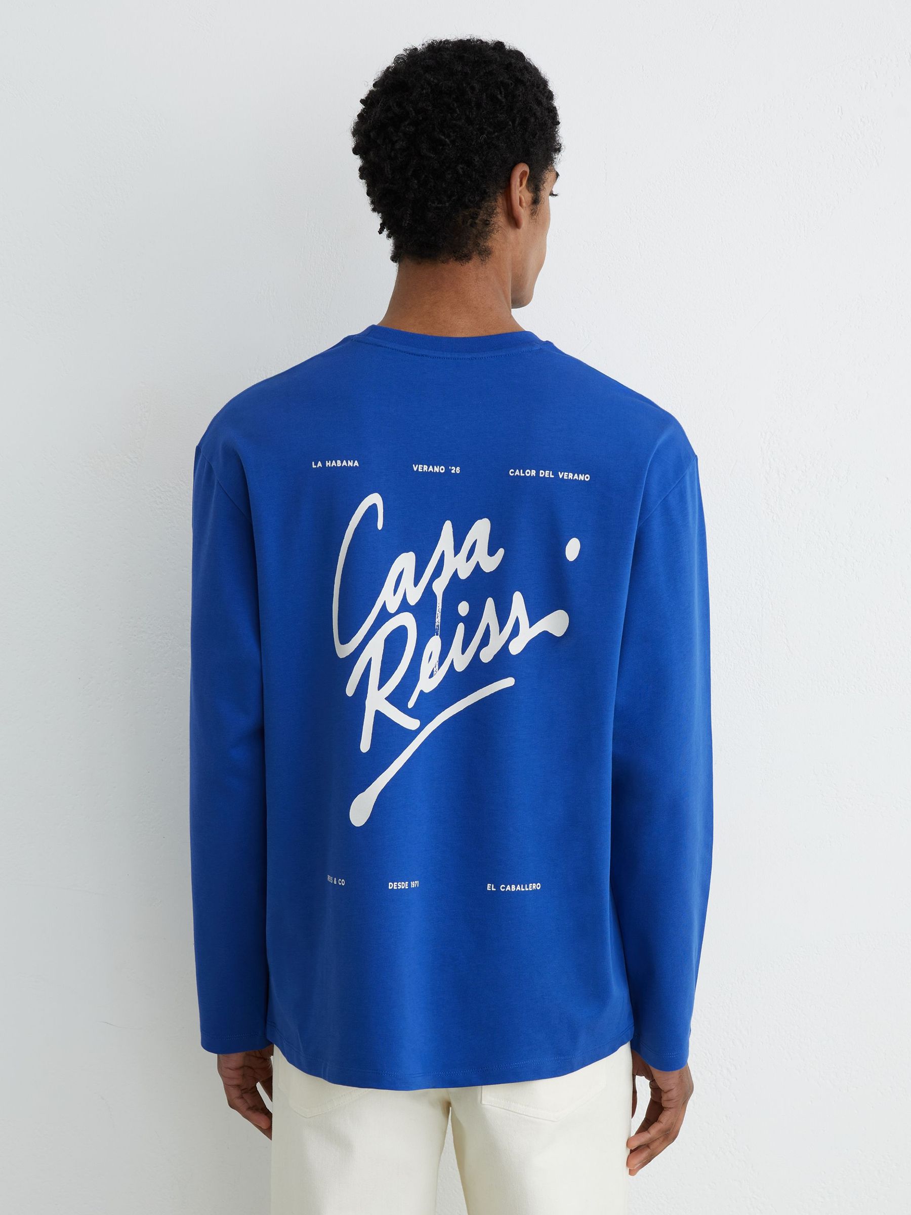Cotton Logo Long-Sleeve Relaxed T-Shirt in Bright Blue - image 2