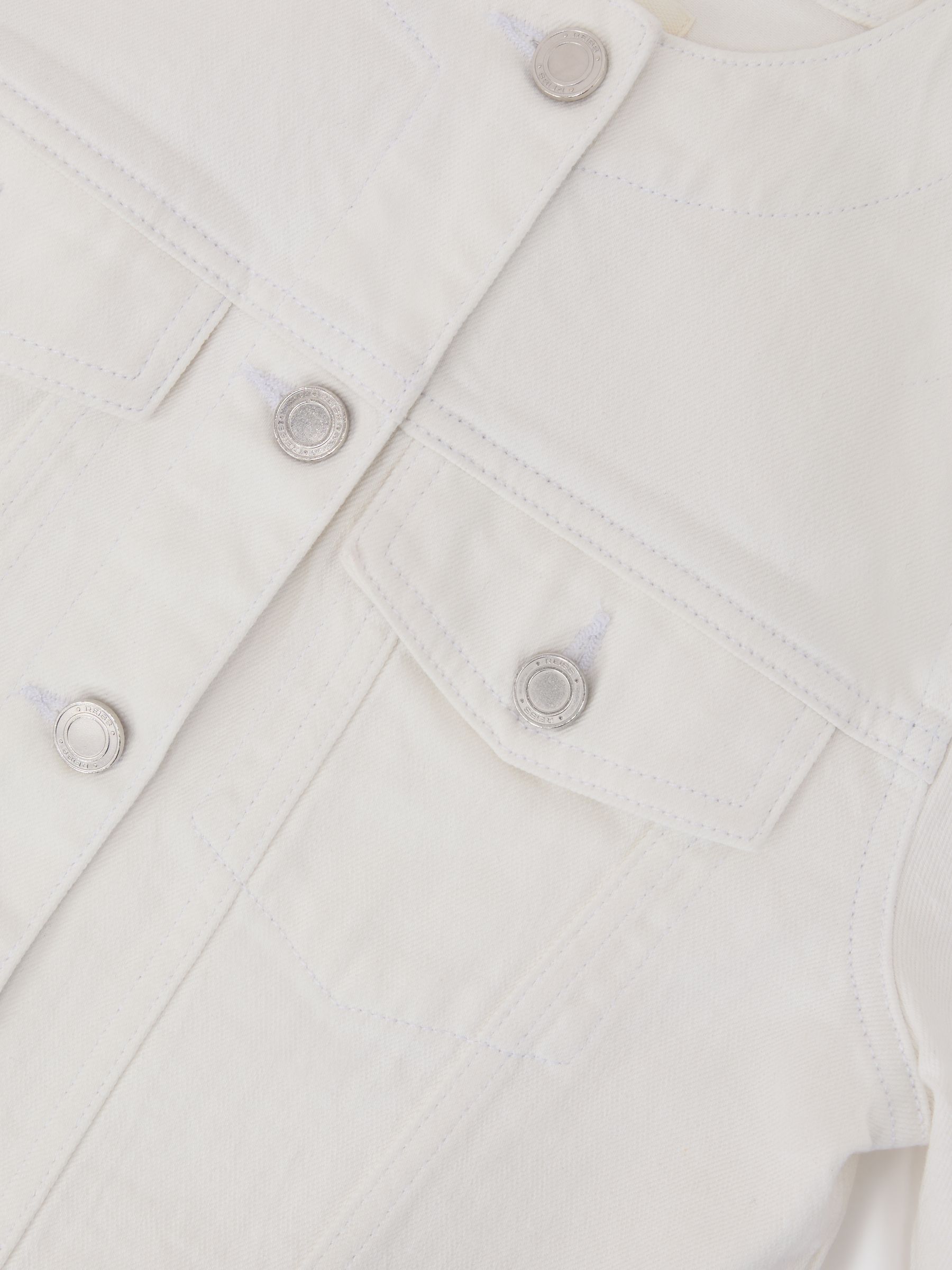 Collarless Cropped Jacket in White - image 3