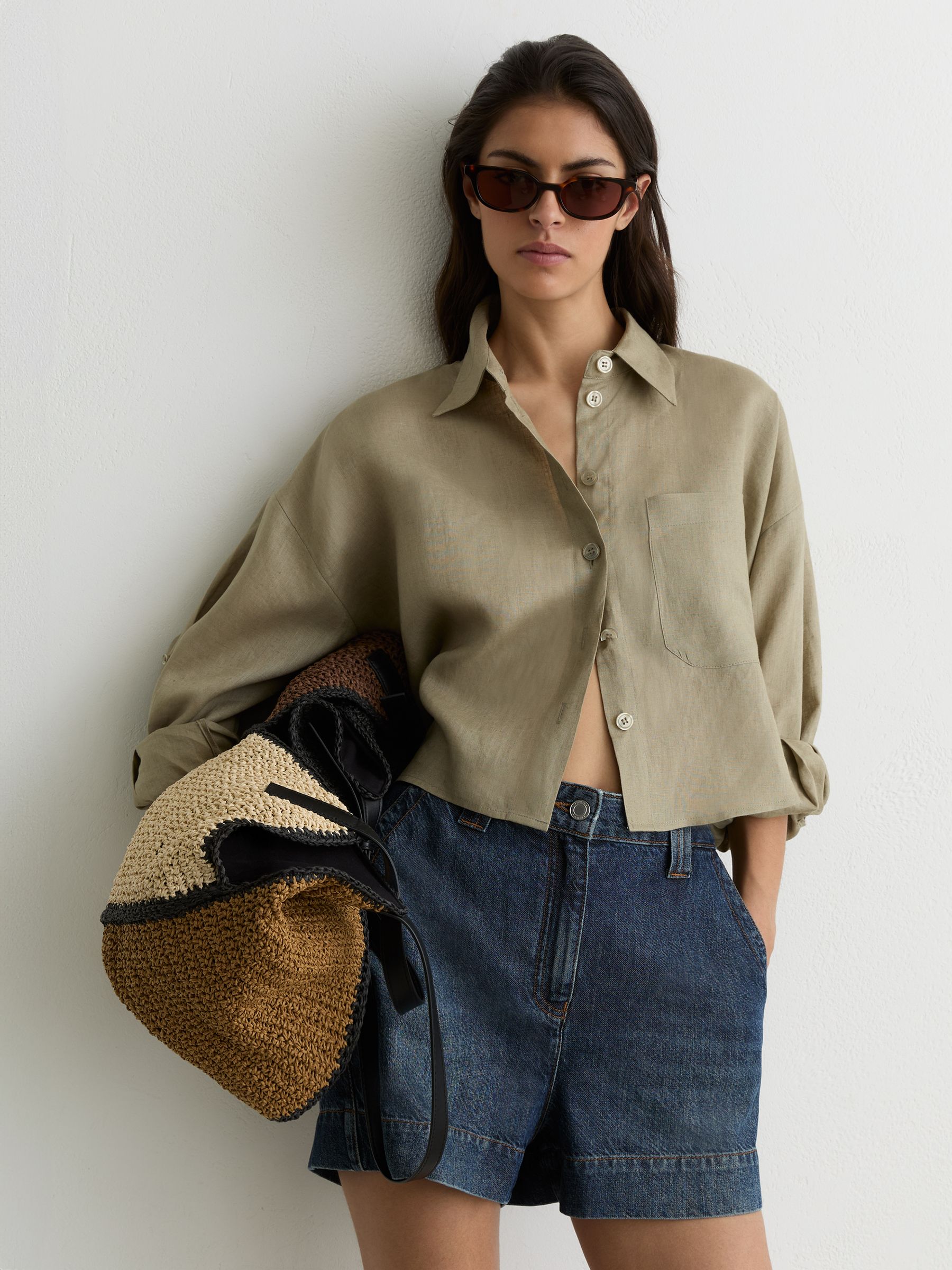 Lyocell Relaxed Shorts in Mid Blue - image 2