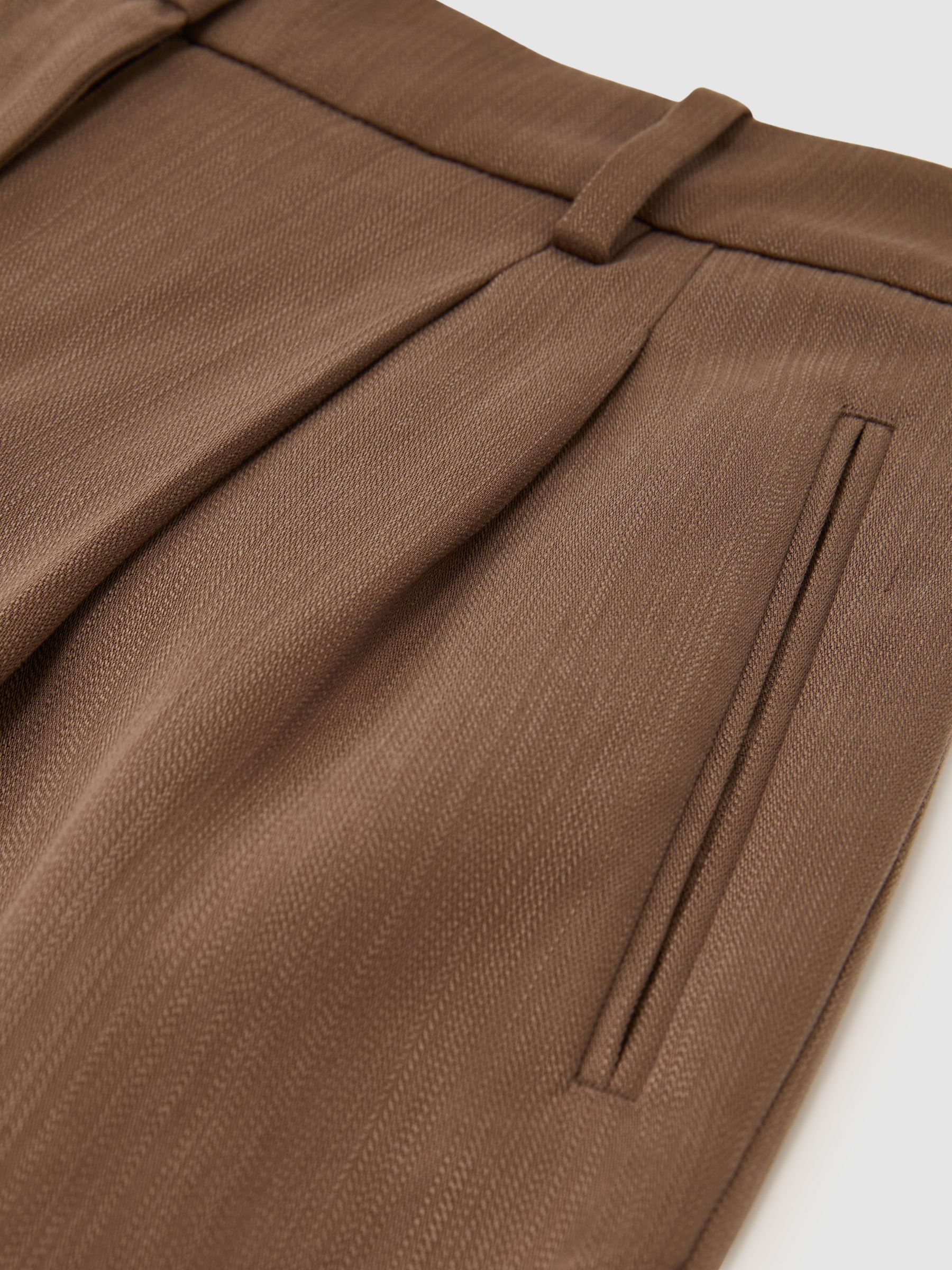 Lyocell Tapered Pleated Trousers in Taupe Neutral - Image 6 of 6
