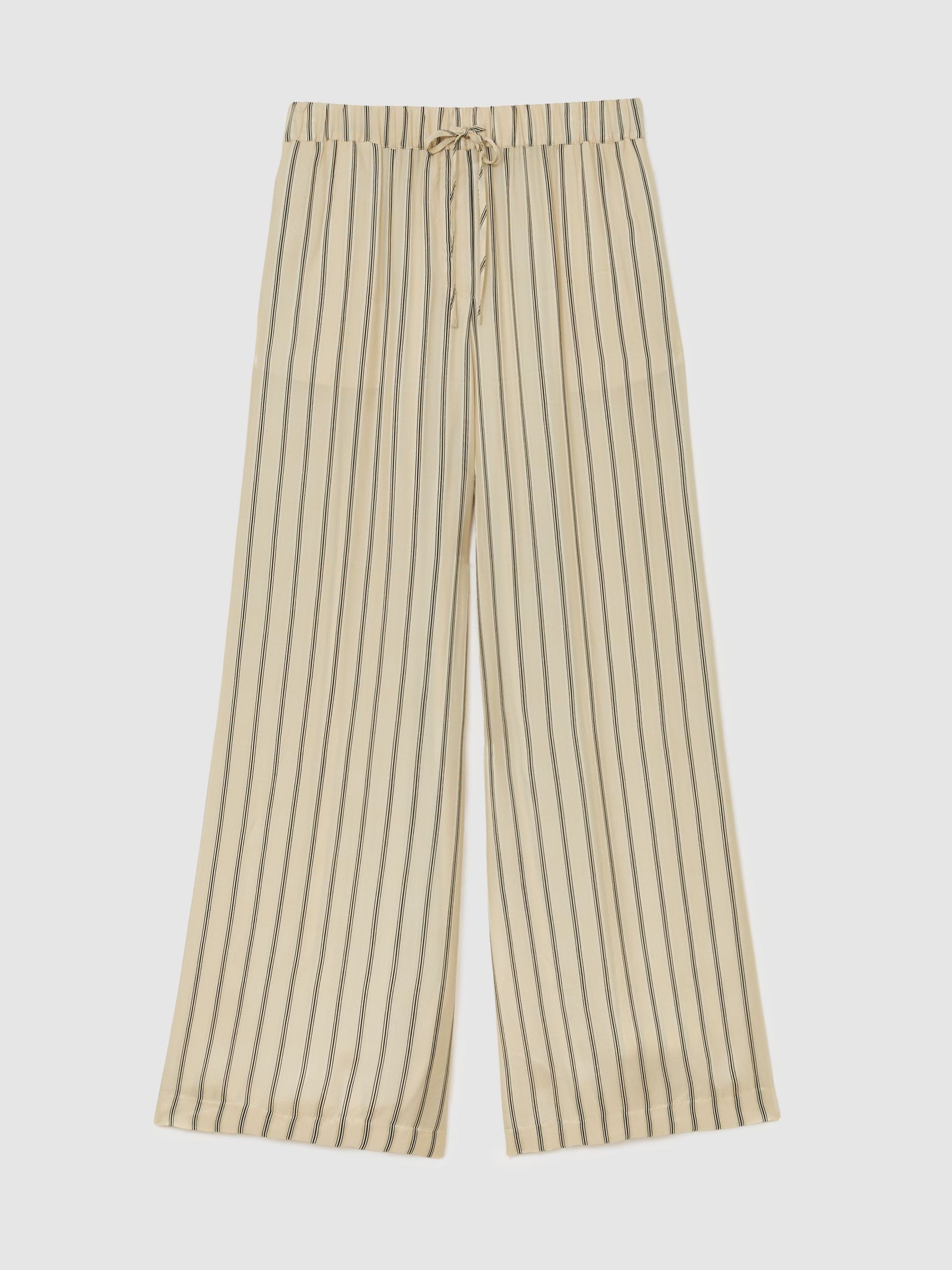 Petite Linen Striped Wide-Leg Trousers in Neutral/Navy - Image 2 of 7