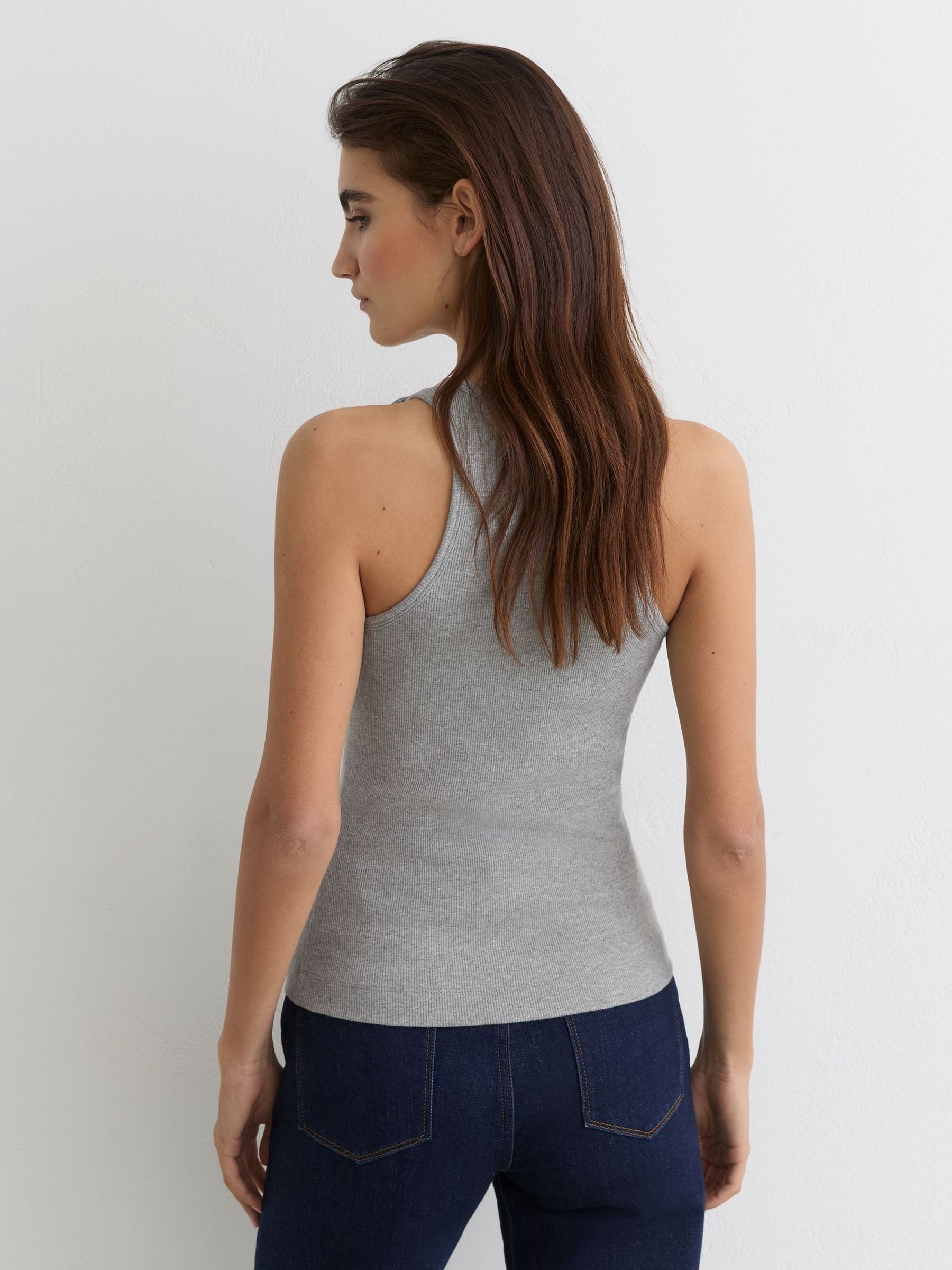 Stretch Hardware-Detail Vest in Grey Marl - image 4