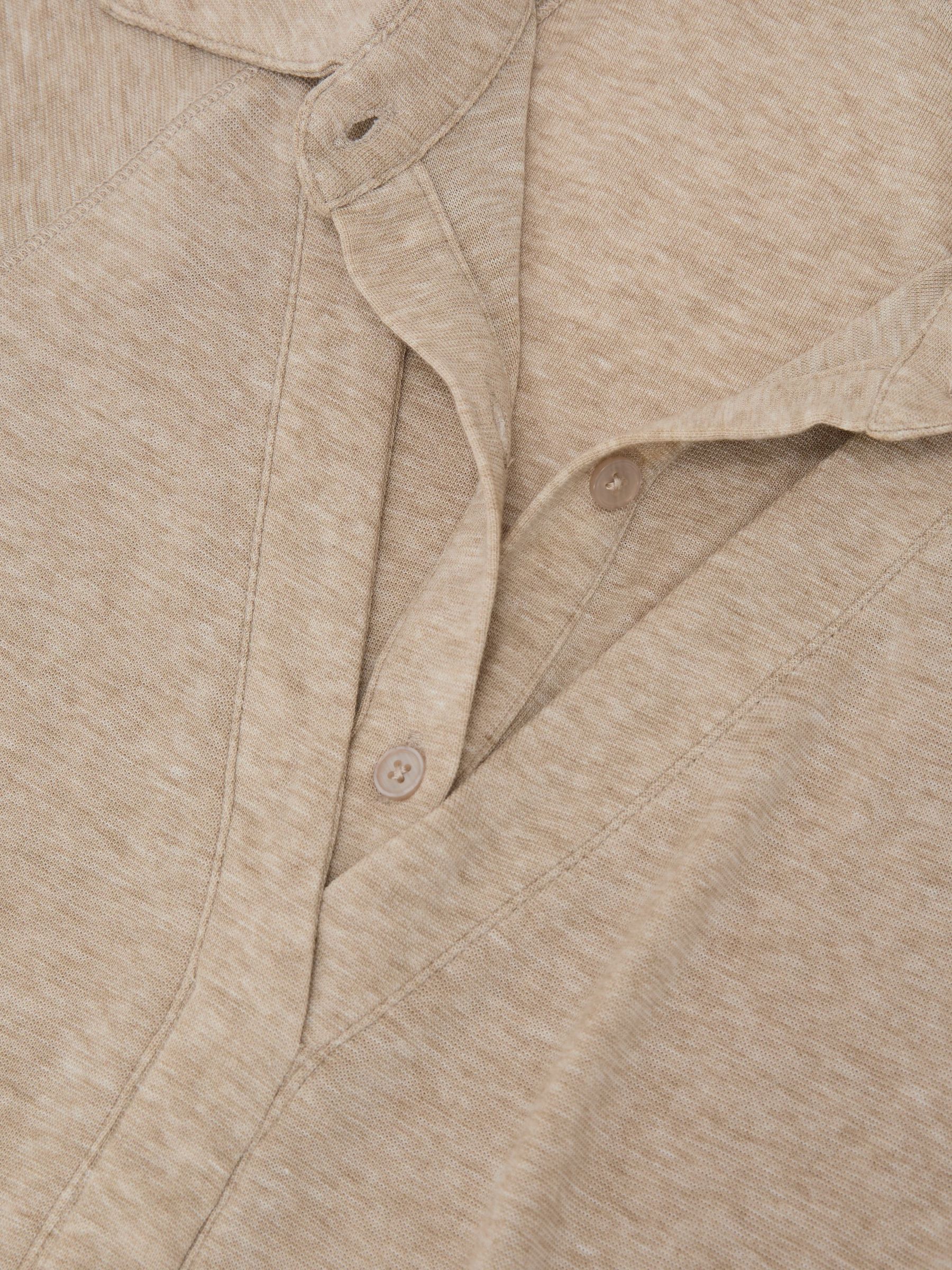 Collar-Insert Jersey-Knit Top with Wool in Oatmeal Neutral - image 3