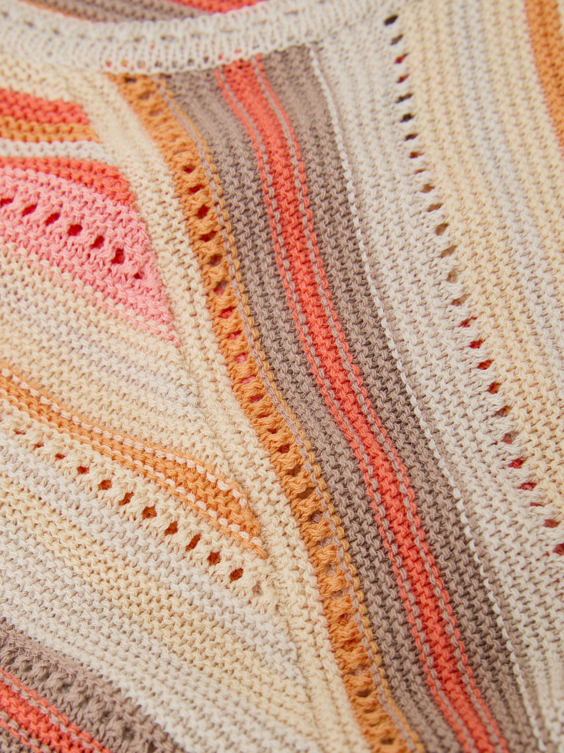 Striped Knit Scoop-Neck Vest in Neutral/Coral - Image 7 of 7