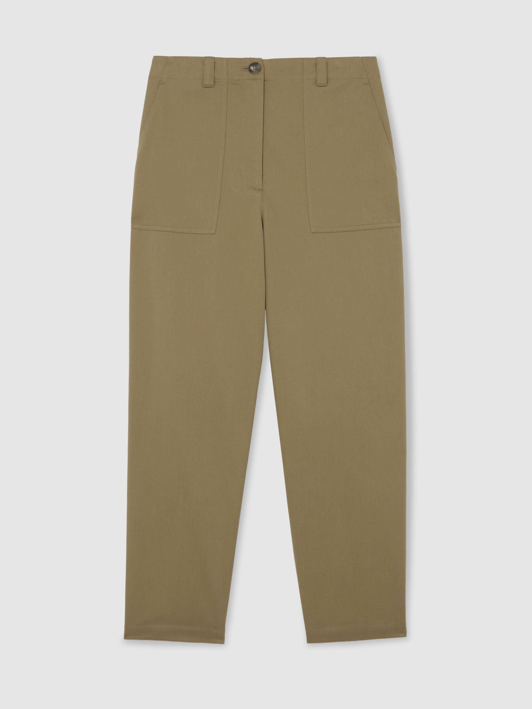 Cotton-Lyocell Tapered Trousers in Khaki Green - Image 2 of 7