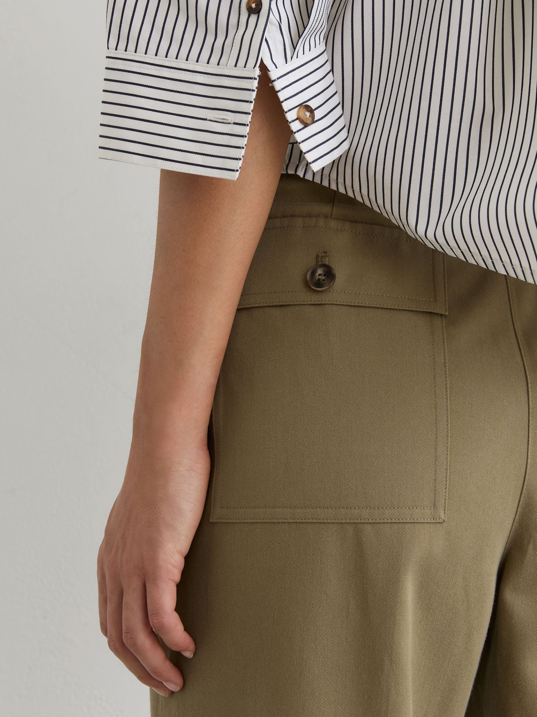 Cotton-Lyocell Tapered Trousers in Khaki Green - Image 5 of 7