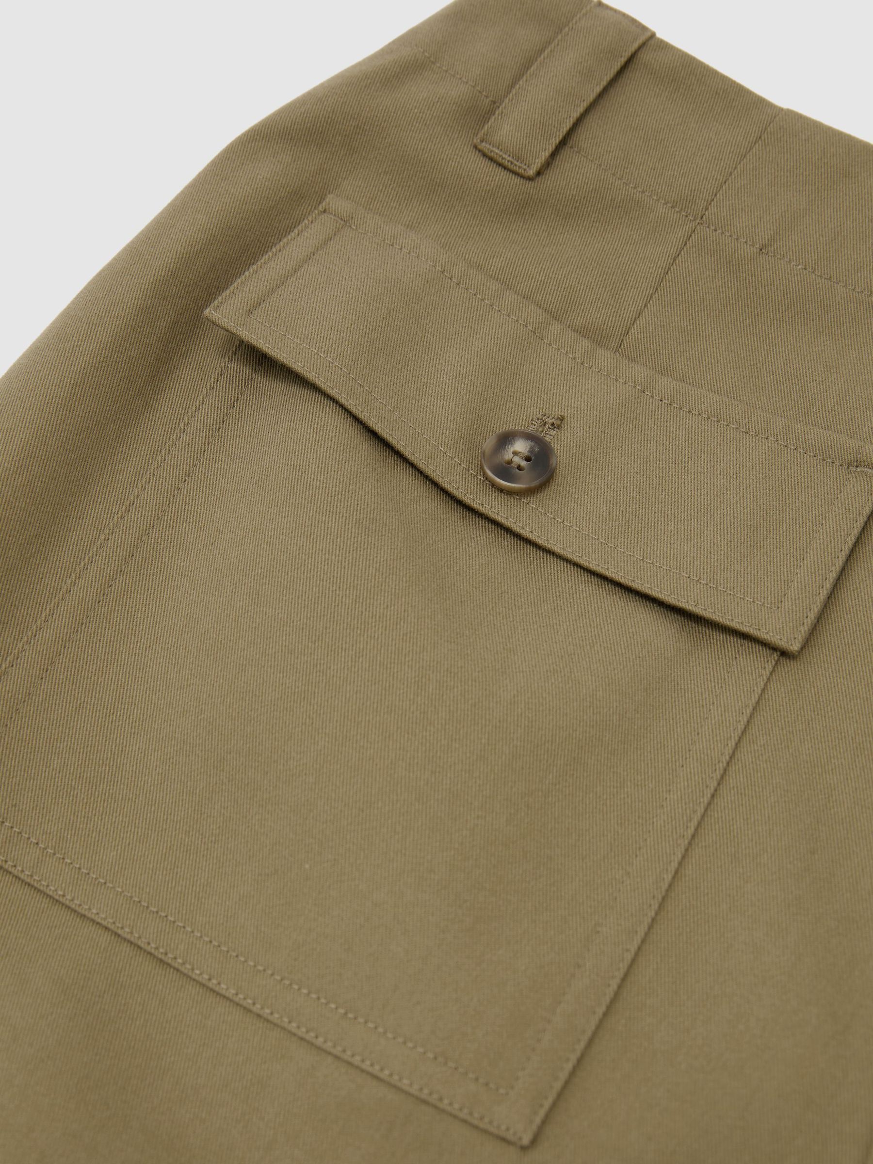 Cotton-Lyocell Tapered Trousers in Khaki Green - Image 7 of 7