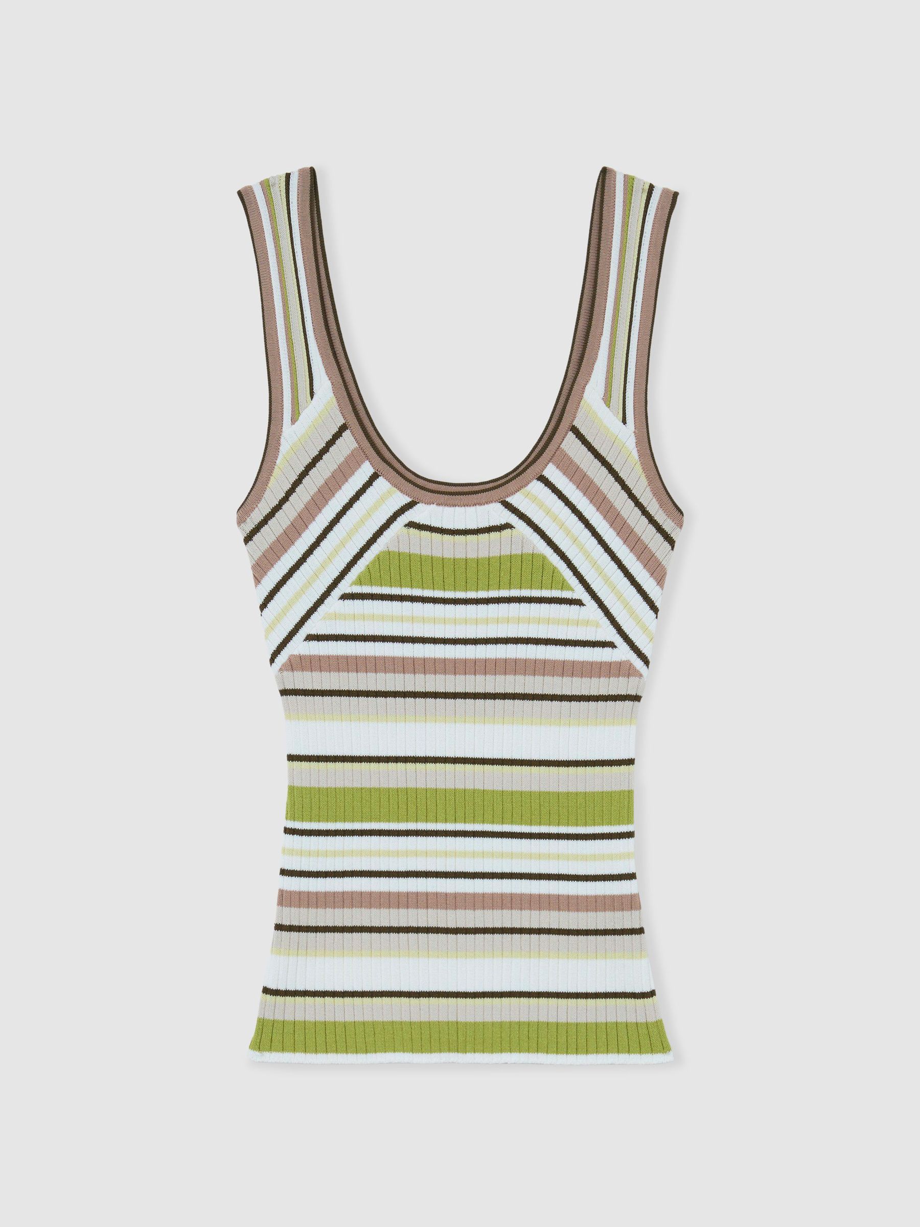 Striped Rib-Knit Vest in White/Green - image 1