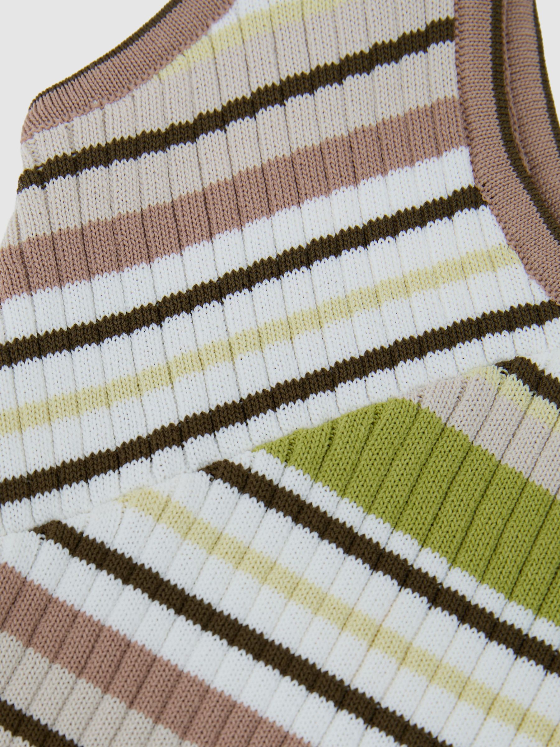 Striped Rib-Knit Vest in White/Green - image 3