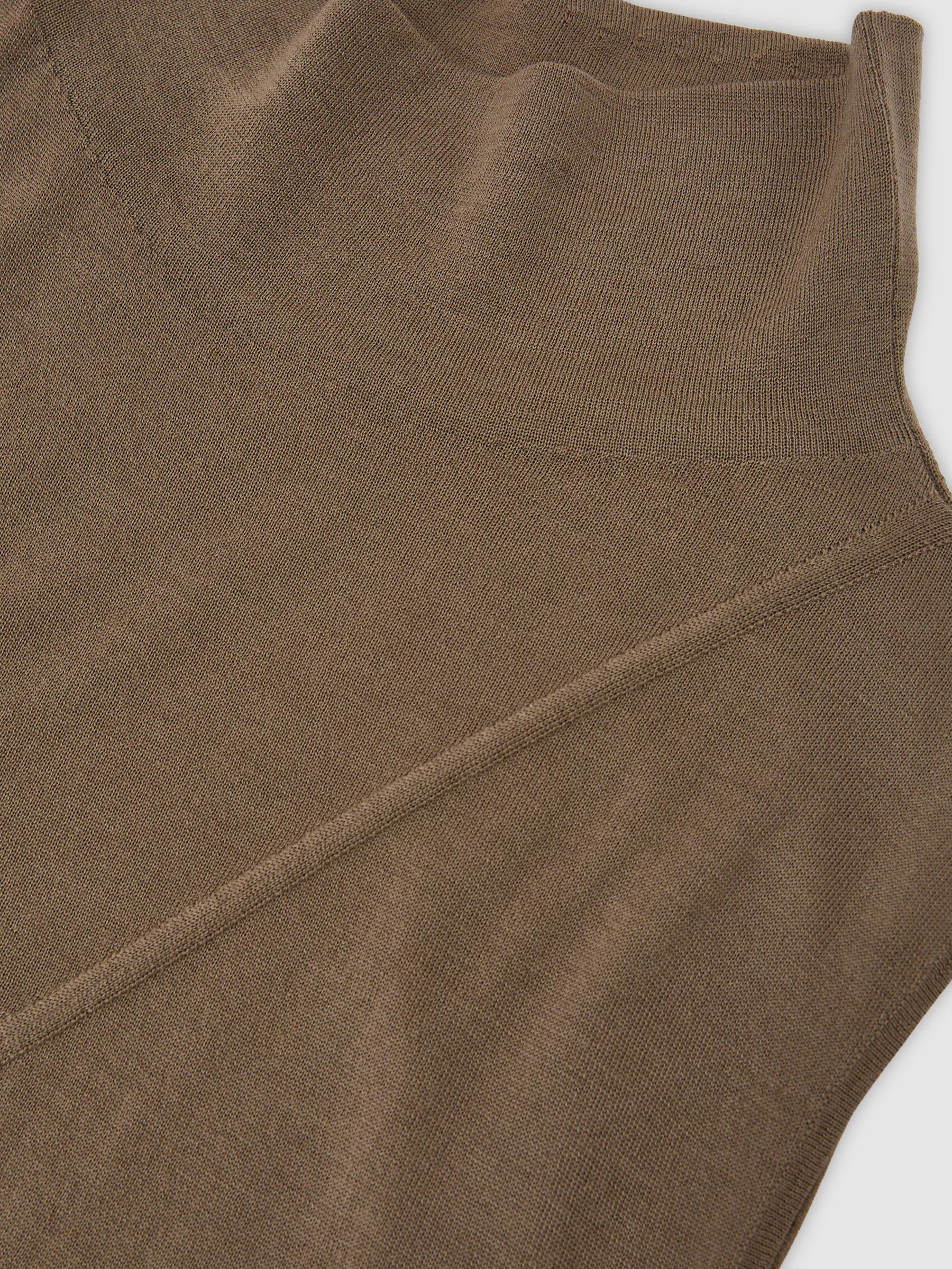 Wool Funnel-Neck Sleeveless Knit Top in Khaki Green - Image 5 of 5