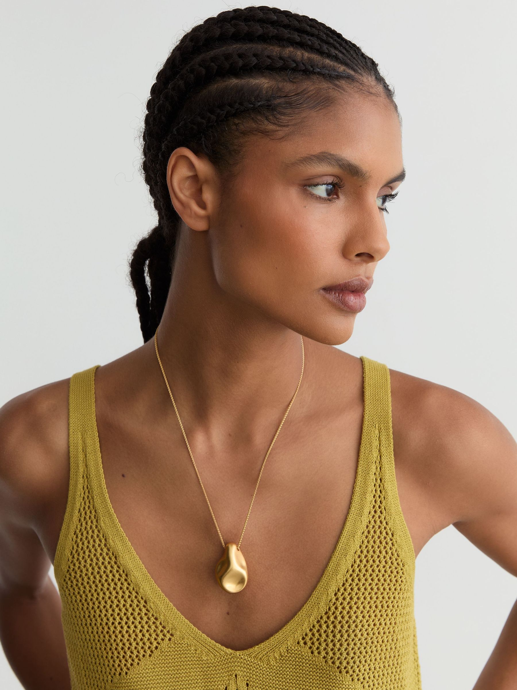 Open-Stitch Knitted Vest in Green - Image 1 of 7