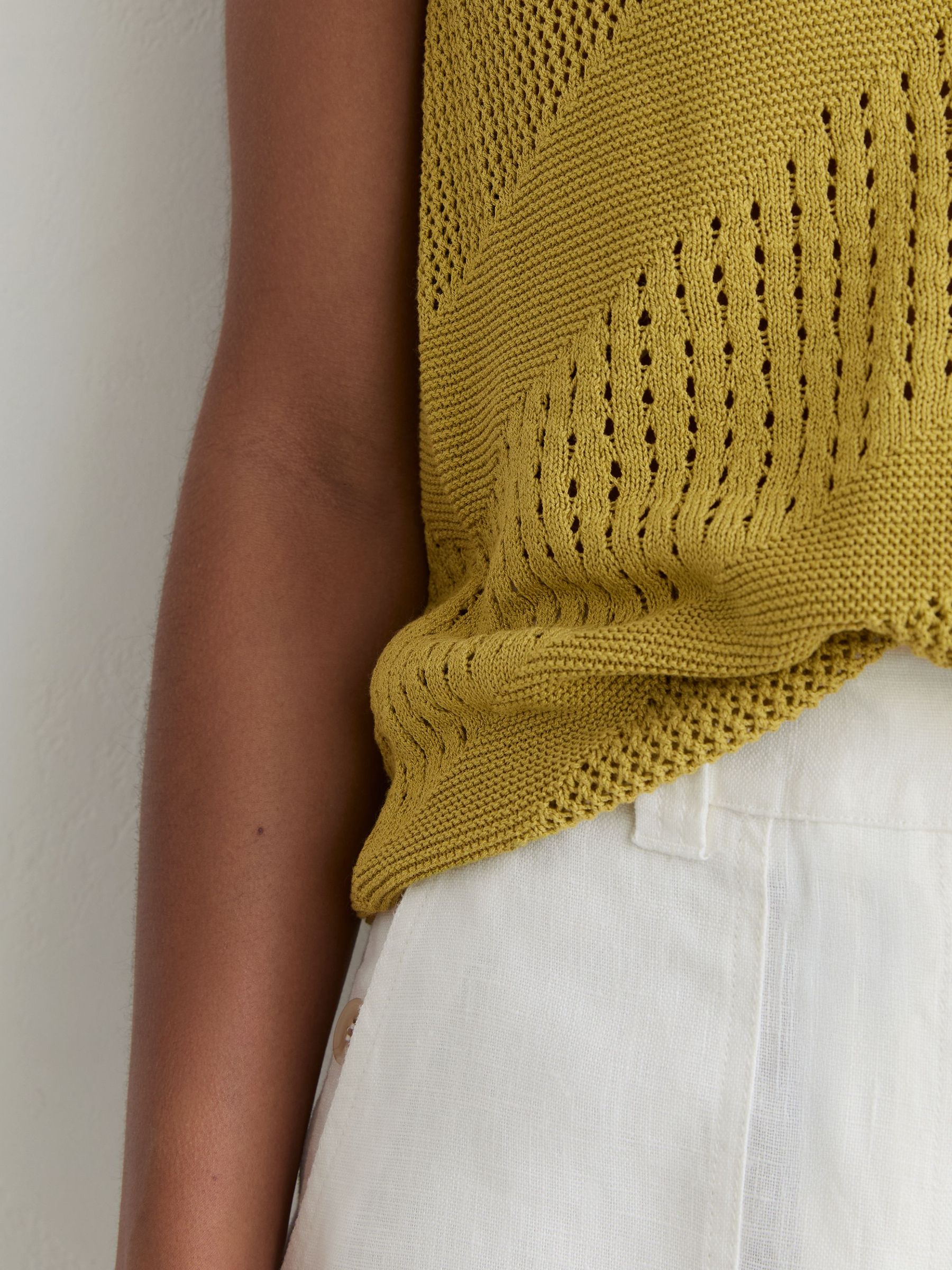 Open-Stitch Knitted Vest in Green - image 4