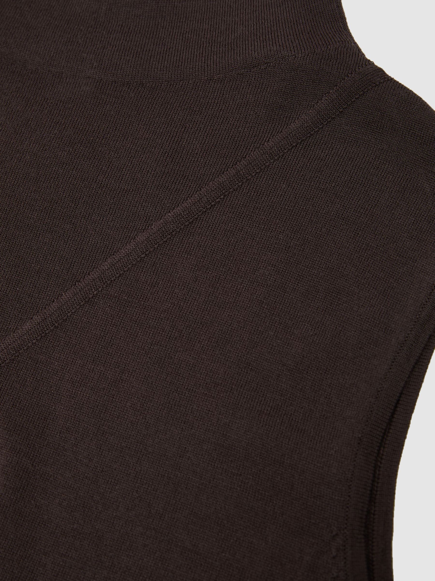 Wool Funnel-Neck Sleeveless Knit Top in Chocolate Brown - Image 7 of 7