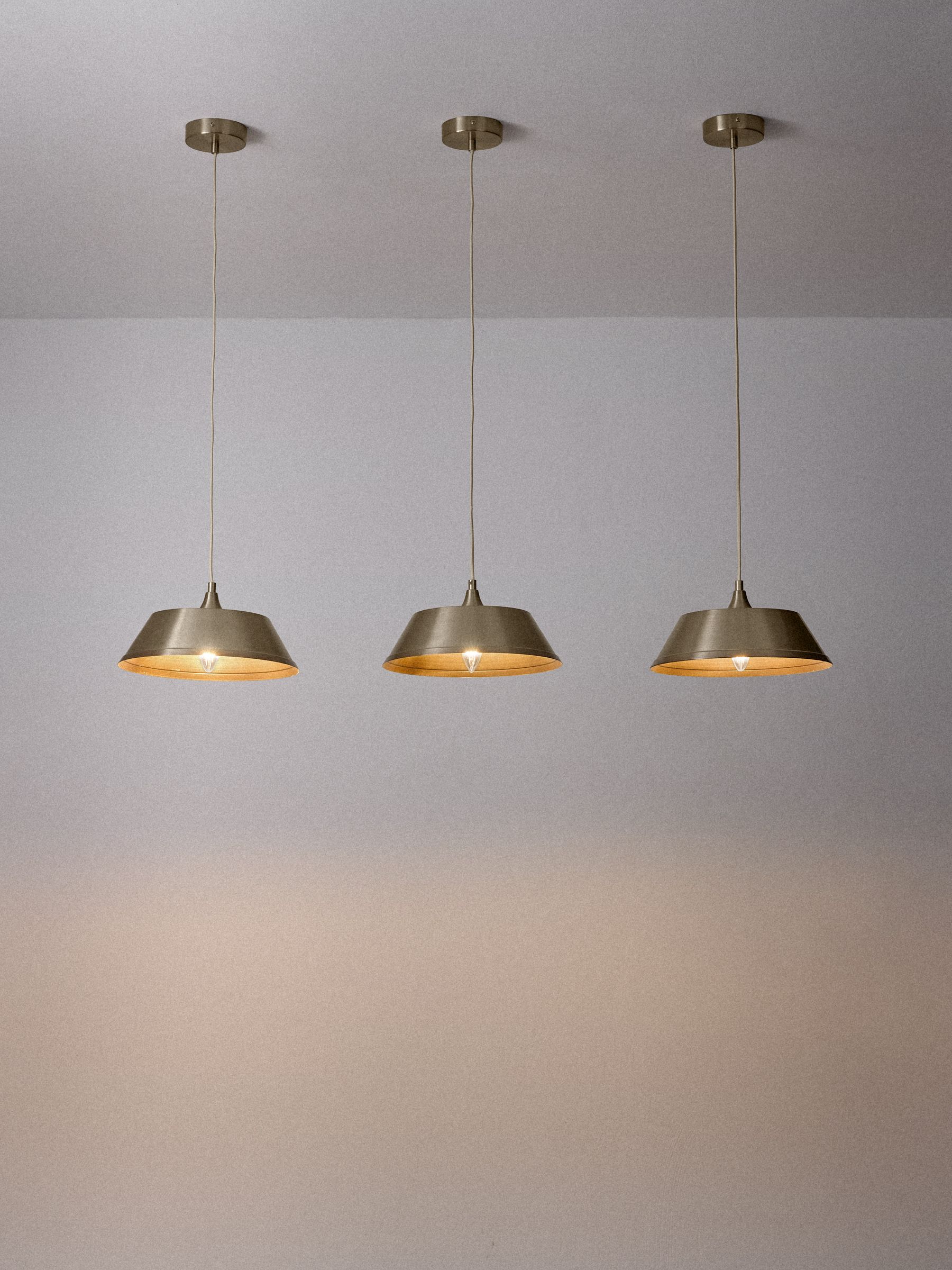 The Set 3 Pack Brass Metal Pendant Ceiling Light - Image 3 of 7