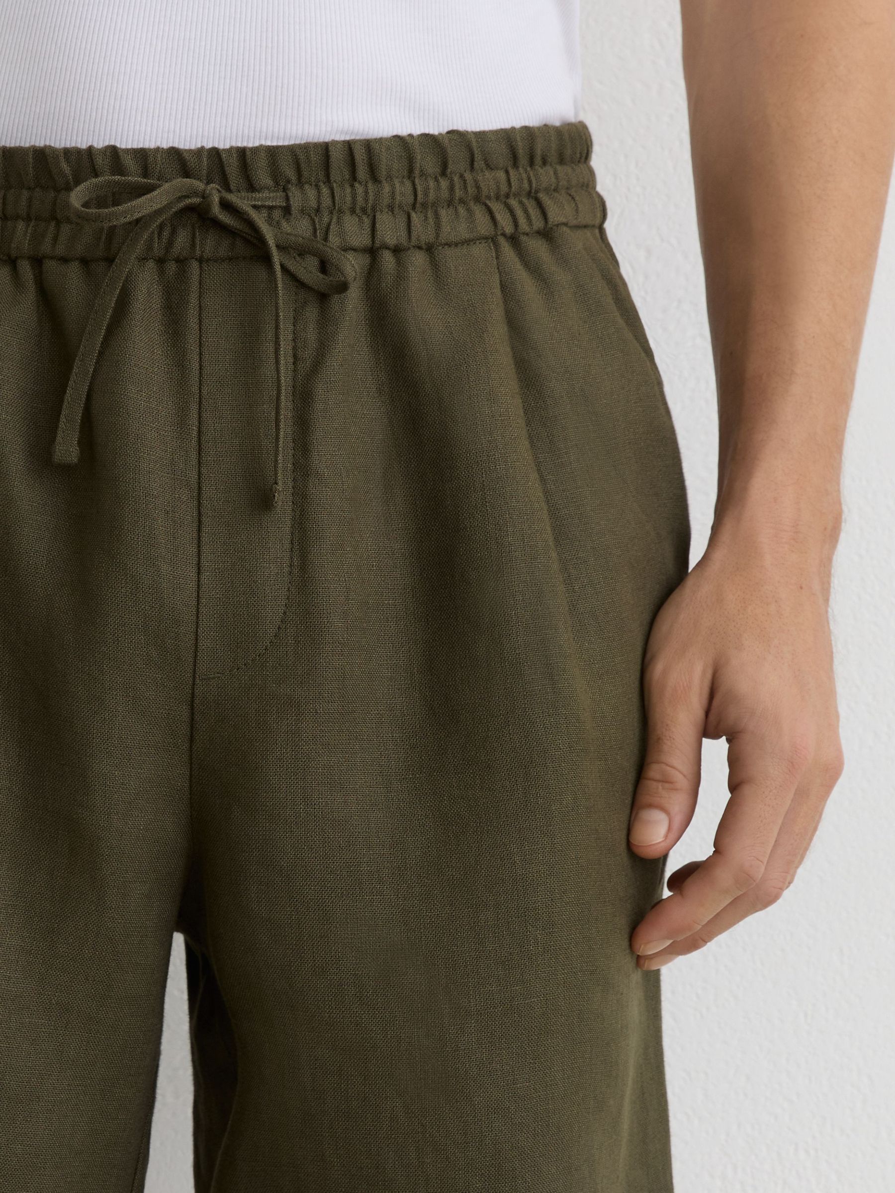 Linen Drawstring Shorts in Thyme Green - image 5