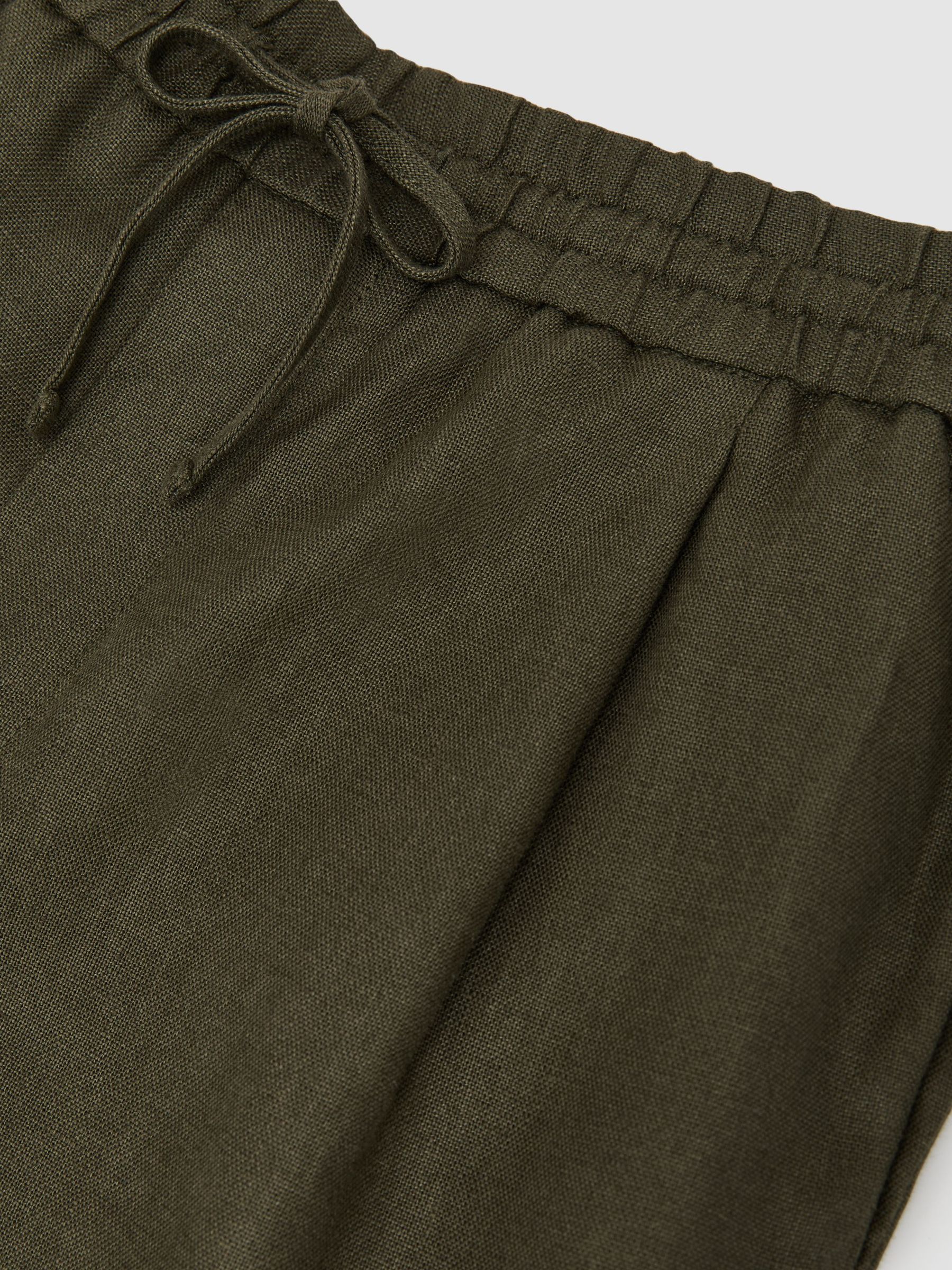 Linen Drawstring Shorts in Thyme Green - image 4