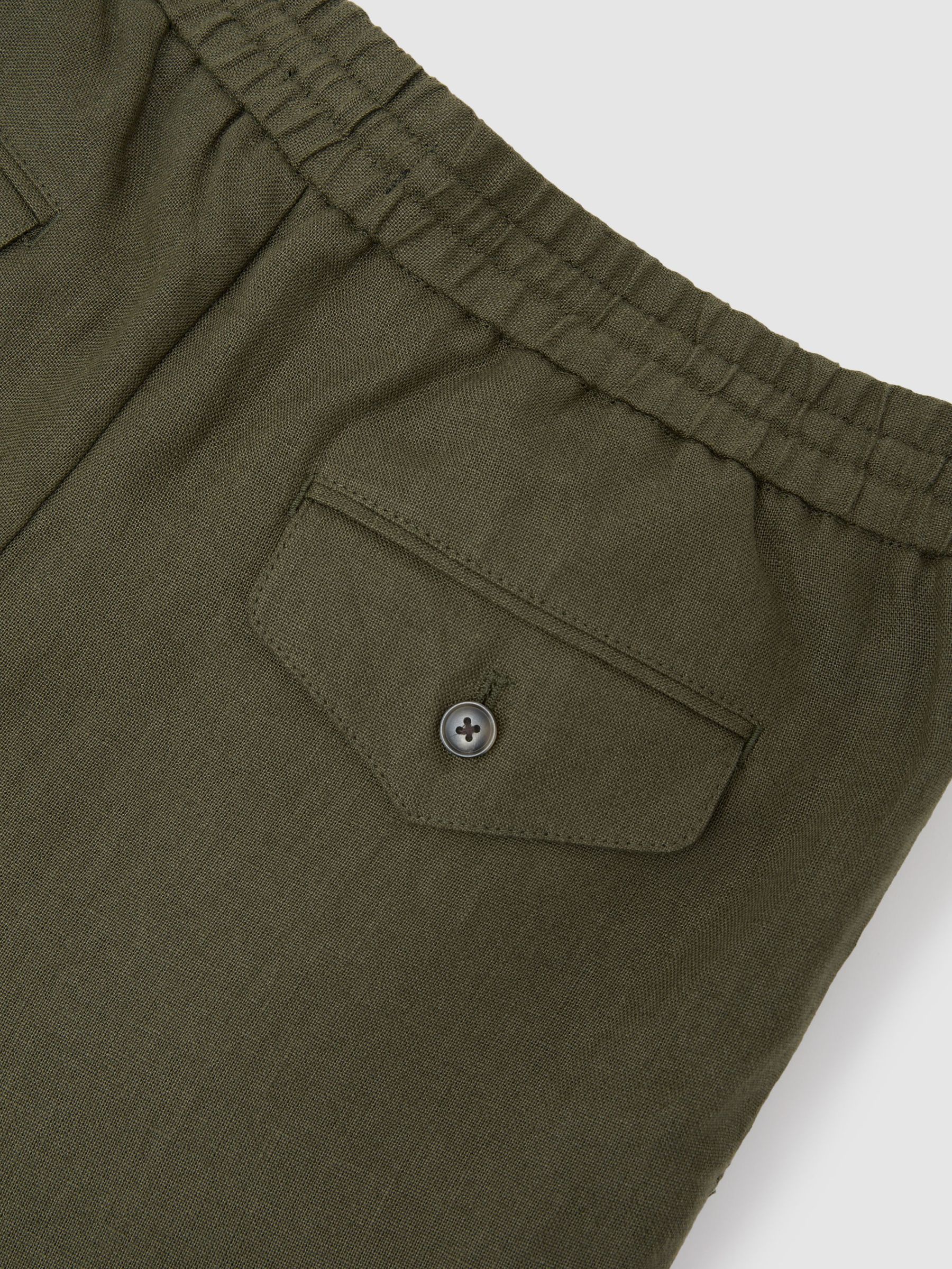 Linen Relaxed-Fit Drawstring Trousers in Ivy Green - Image 5 of 5