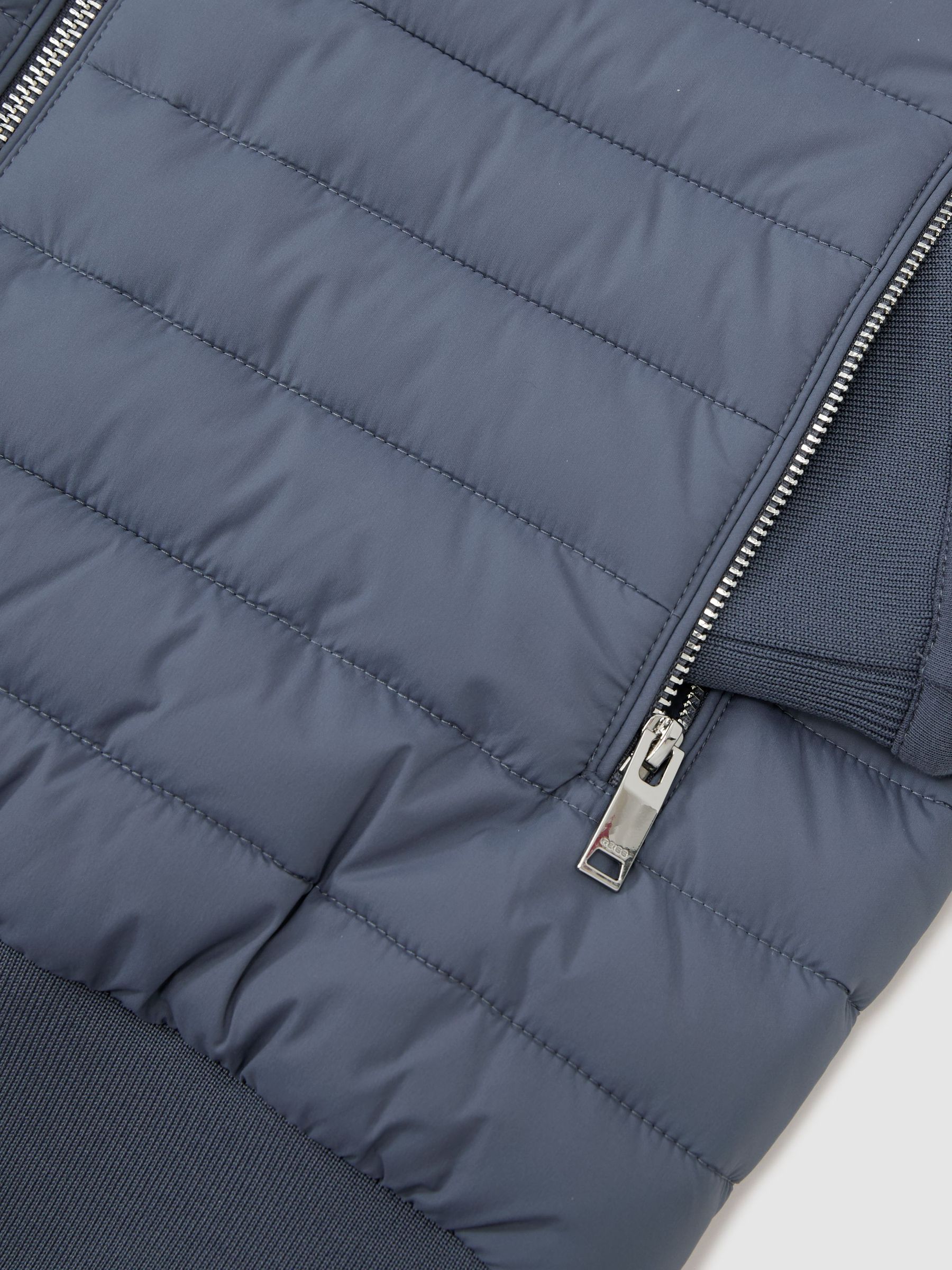 Hybrid Quilt and Interlock Zip Jacket in Airforce Blue - Image 6 of 6