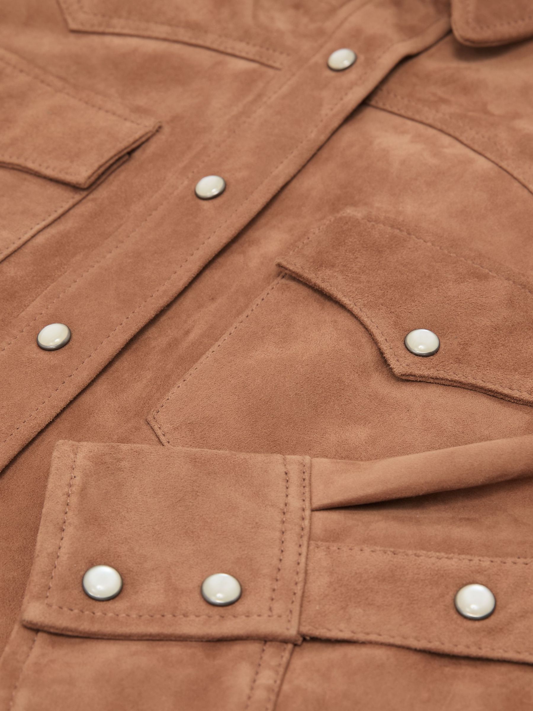 Atelier Suede Western Press-Stud Shirt in Tan - image 4
