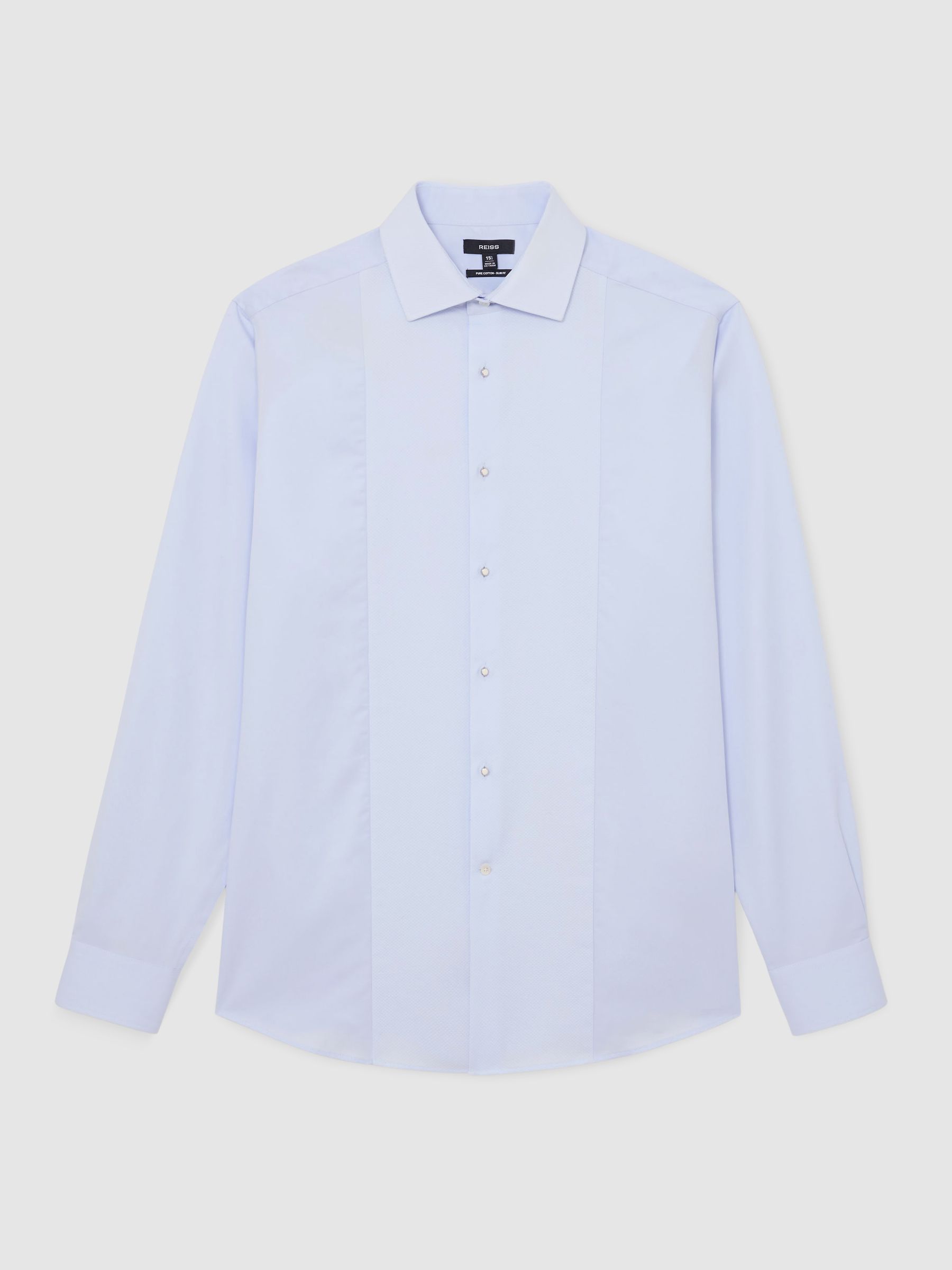 Cotton Slim-Fit Dinner Shirt in Soft Blue - Image 2 of 6