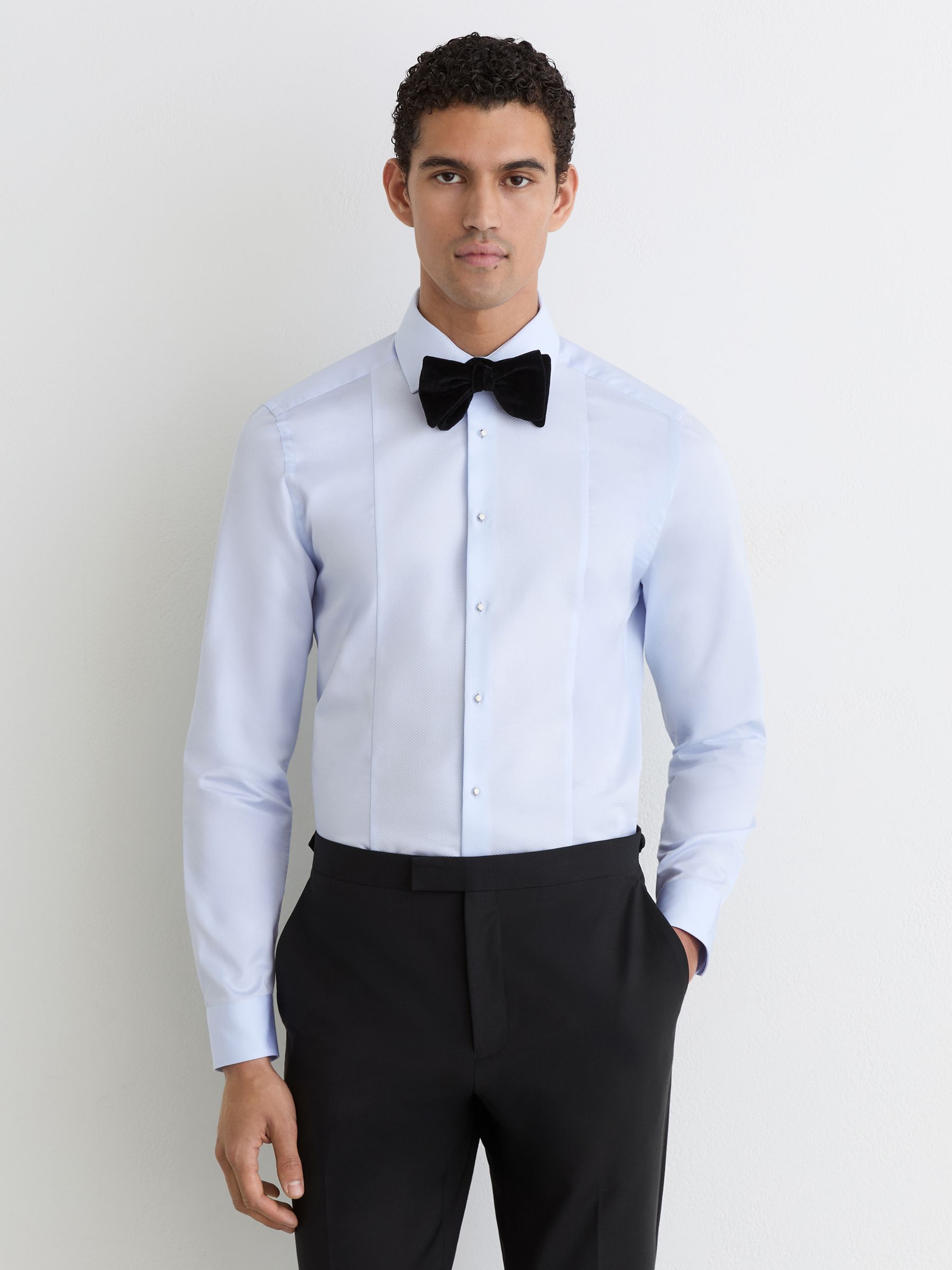 Slim Fit Cotton Dinner Shirt in Soft Blue - image 5