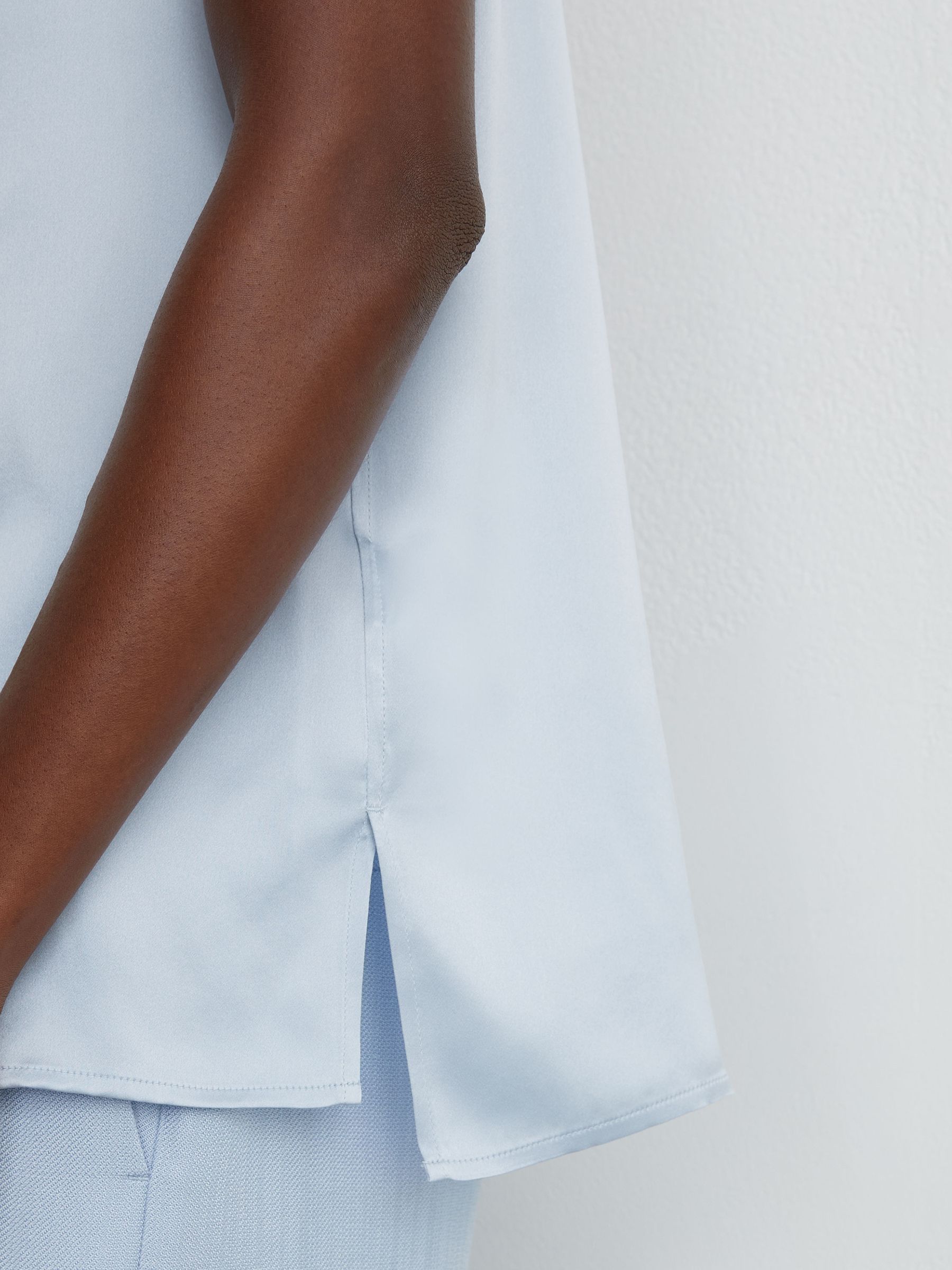 Silk Sleeveless Shirt in Light Blue - image 5