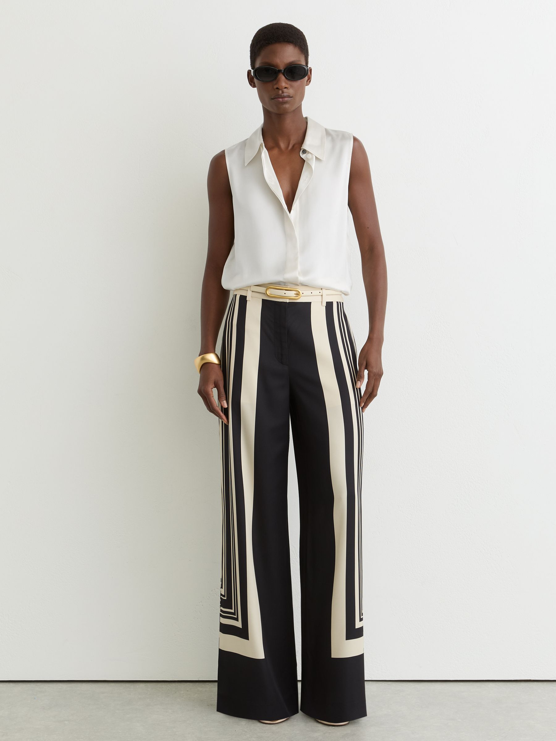 Silk Sleeveless Shirt in Ivory - Image 1 of 6