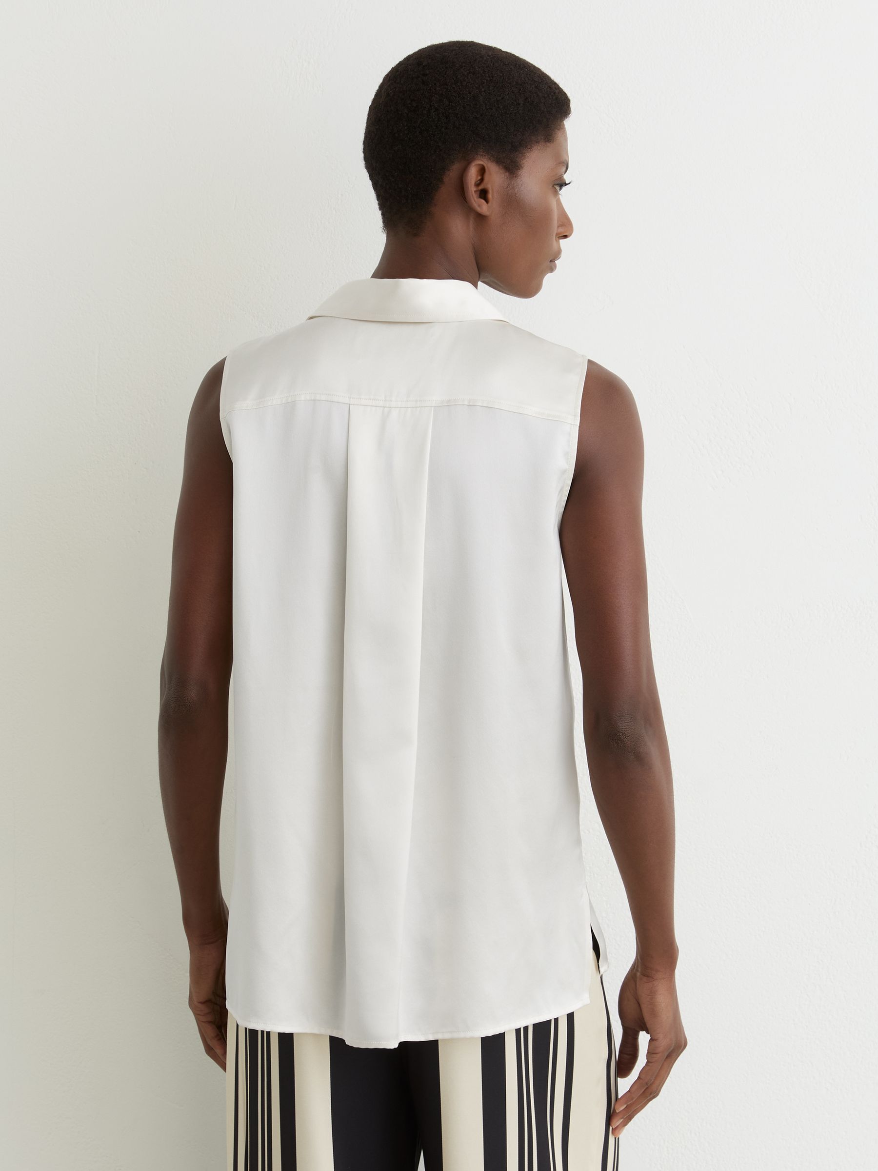 Silk Sleeveless Shirt in Ivory - Image 5 of 6