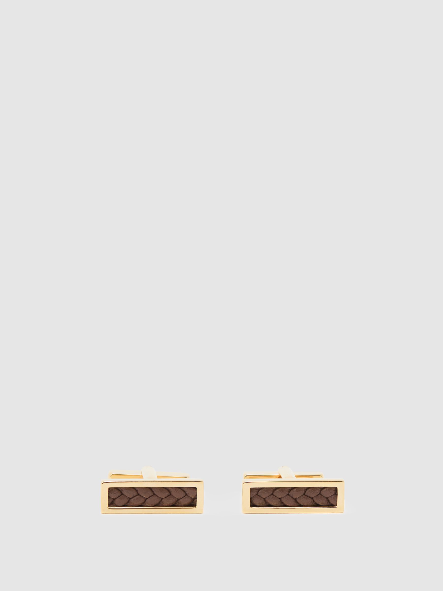 Bar Cufflinks in Gold/ Brown - image 3